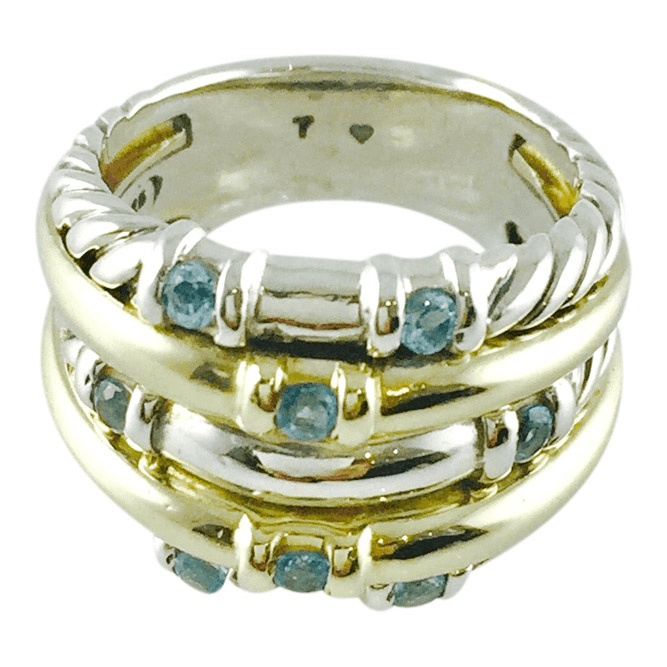 David Yurman Blue Topaz 5-Row Metro Cable Band Ring