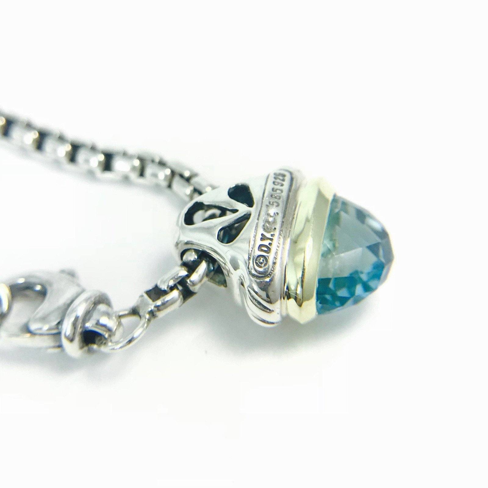 David Yurman Blue Topaz Acorn Pendant in Sterling Silver-14 Karat Yellow Gold