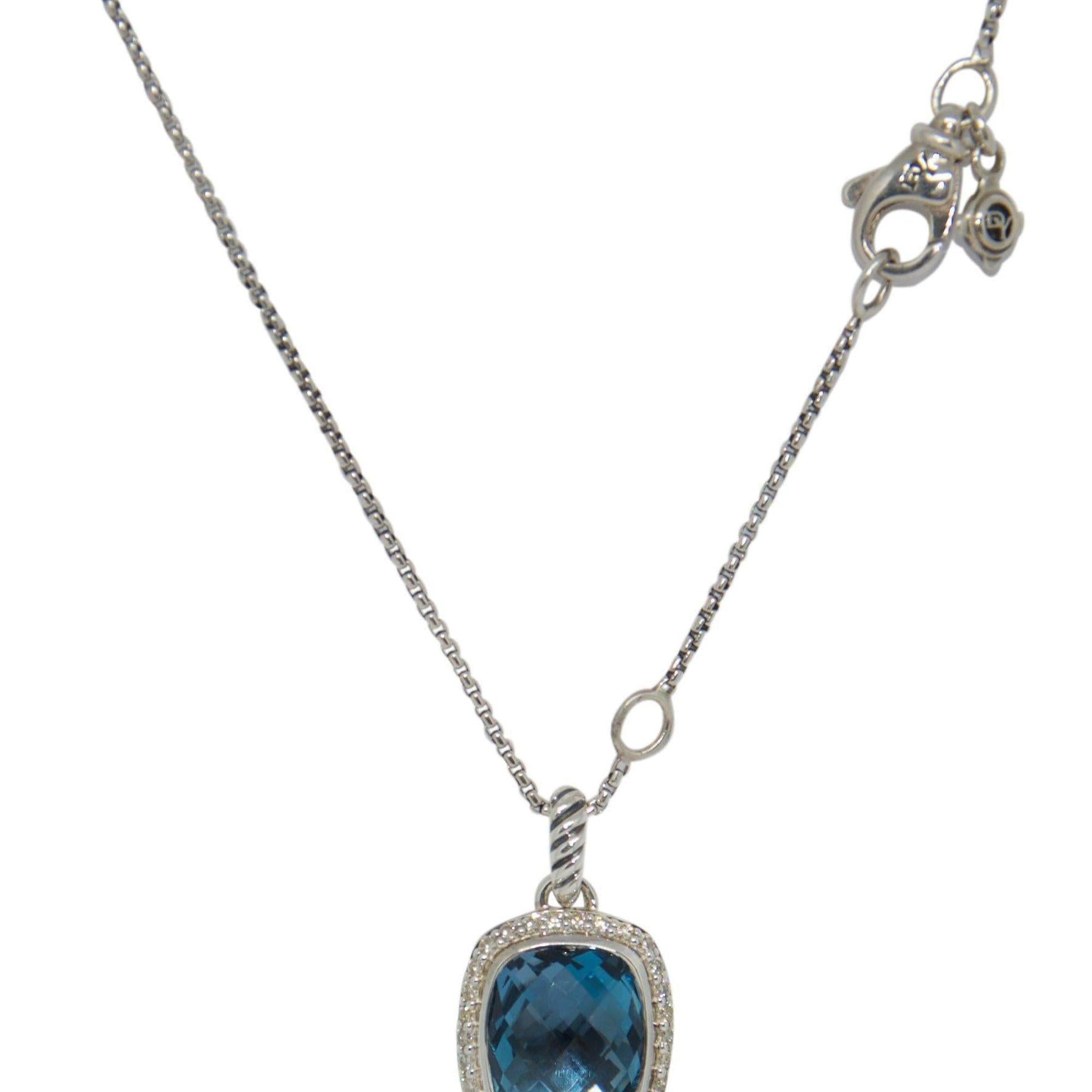 David Yurman Blue Topaz and Diamond Noblesse Pendant Necklace