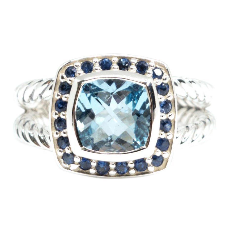 David Yurman Blue Topaz and Sapphire Albion Ring