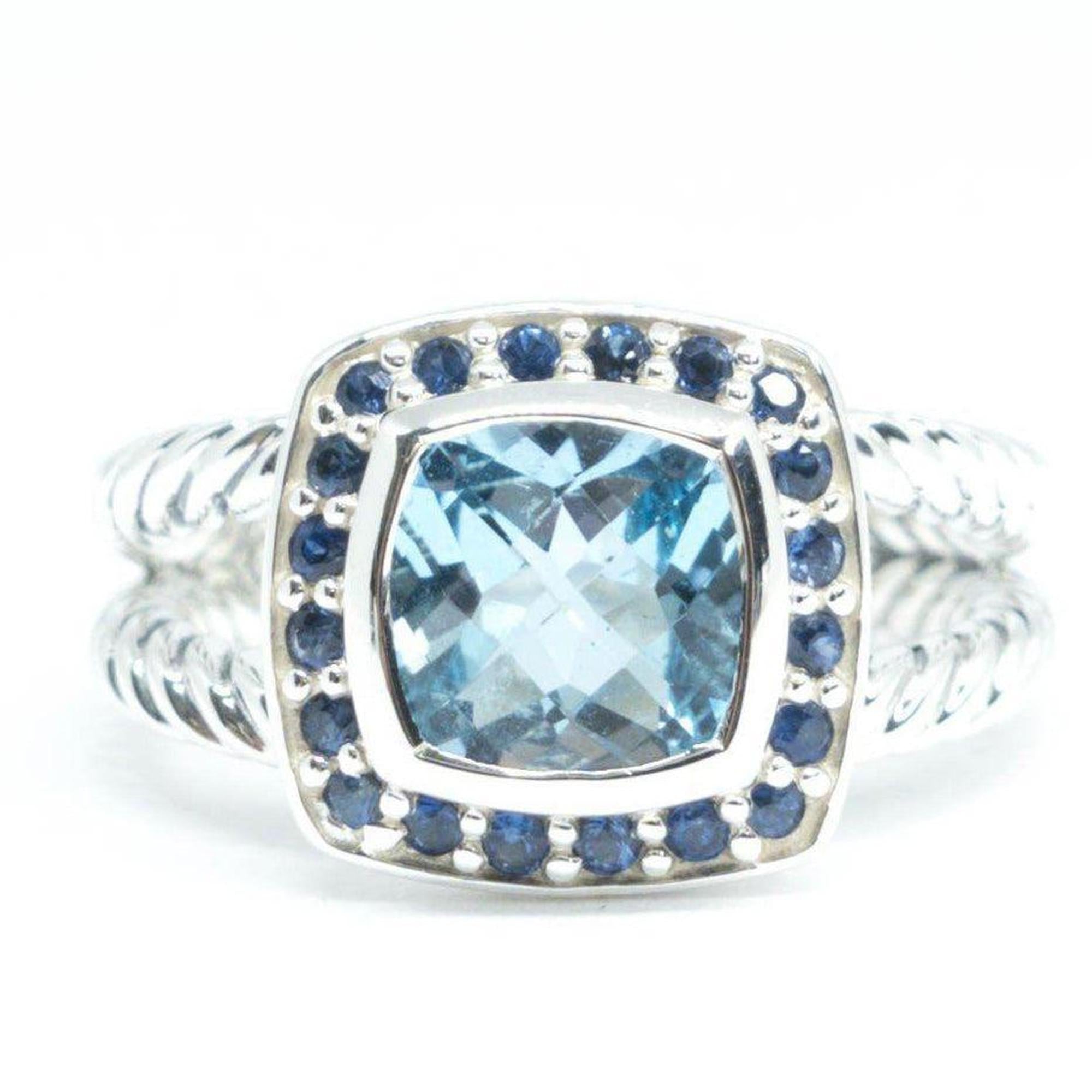 David Yurman Blue Topaz and Sapphire Albion Ring