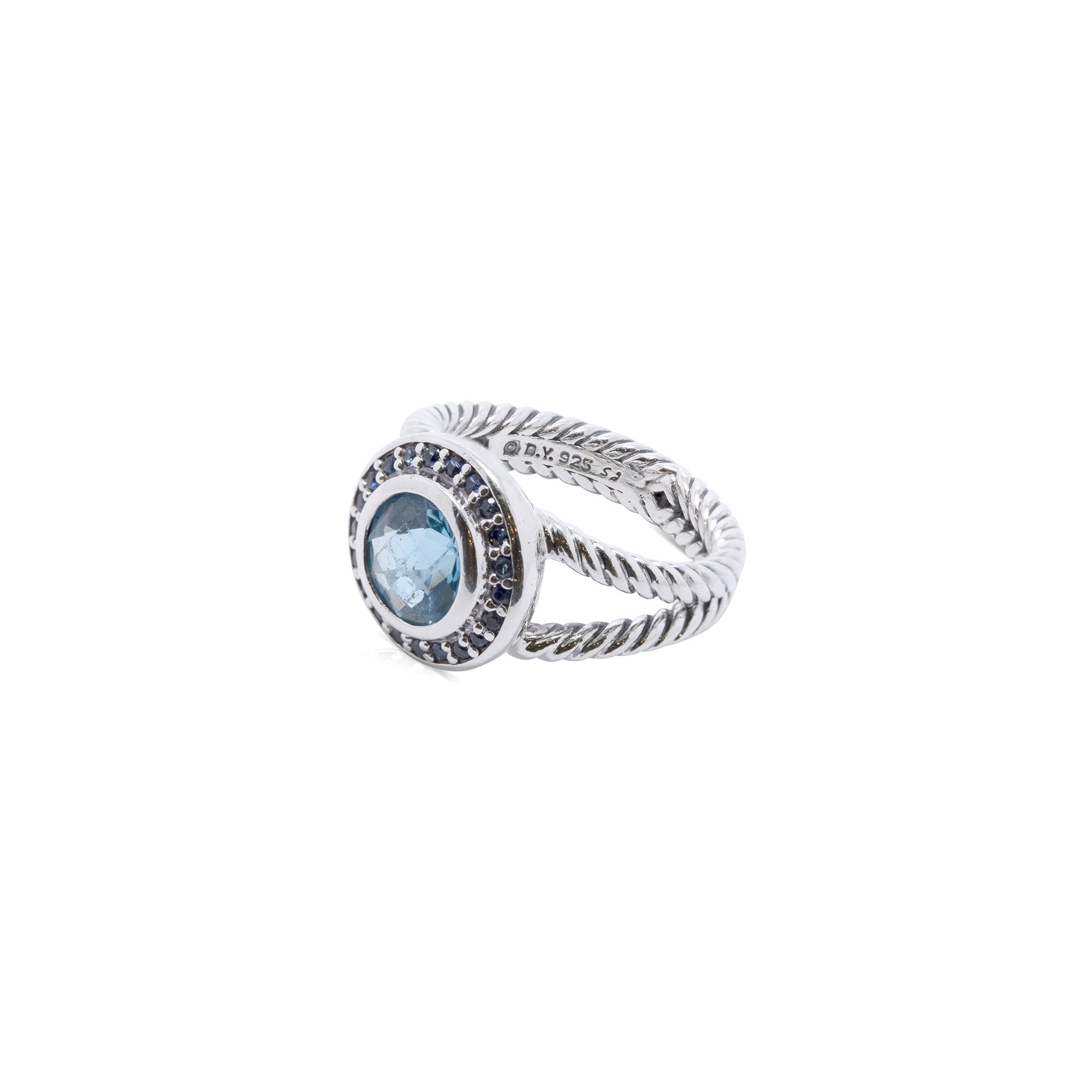 David Yurman Blue Topaz and Sapphire Petite Cerise Ring