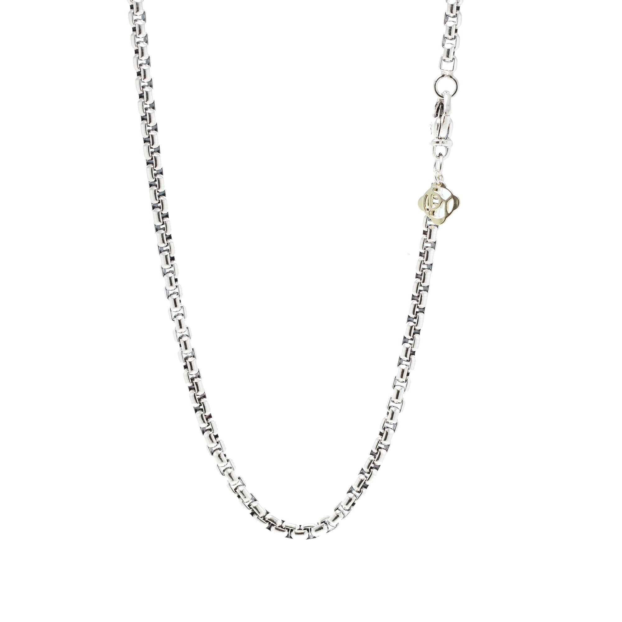 David Yurman Box Chain Necklace with 14k Yellow Gold Decal, 3.6 mm