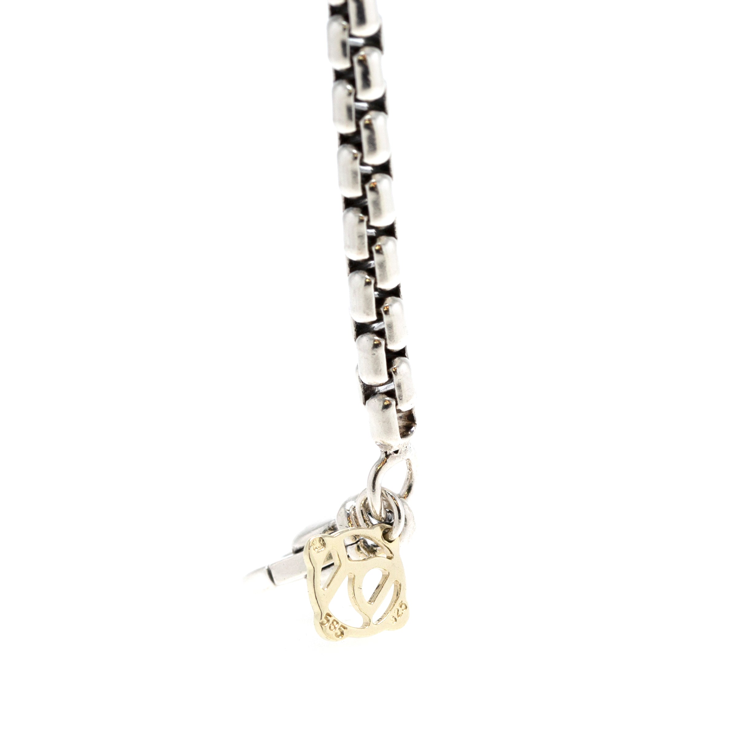 David Yurman Box Chain Necklace with 14k Yellow Gold Decal, 3.6 mm