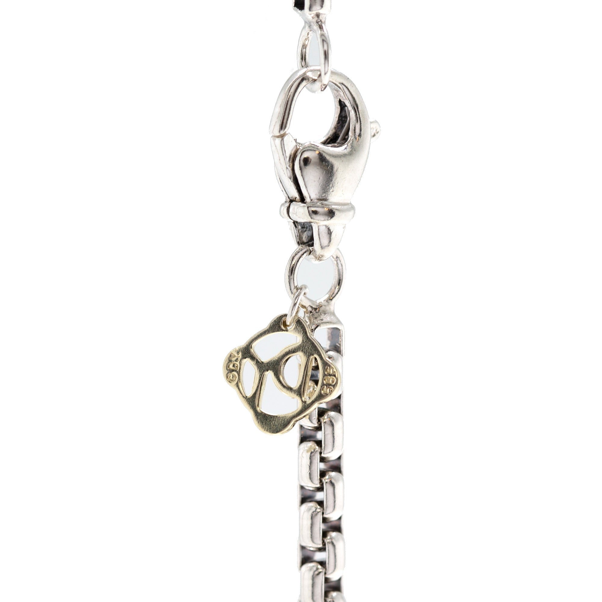 David Yurman Box Chain Necklace with 14k Yellow Gold Decal, 3.6 mm