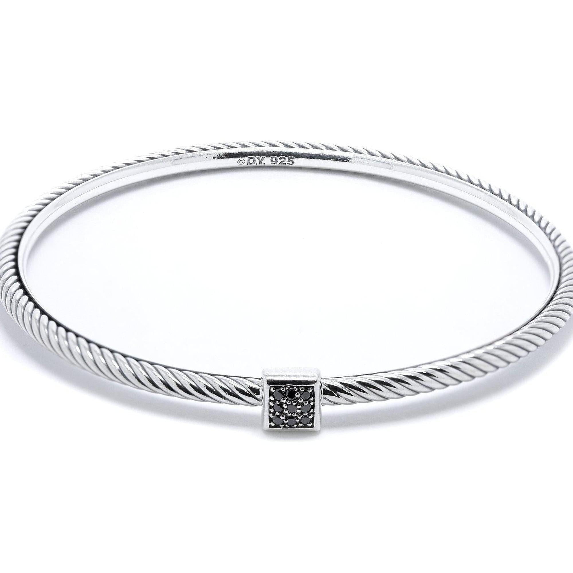 David Yurman Cable Bangle Bracelet with Black Diamonds