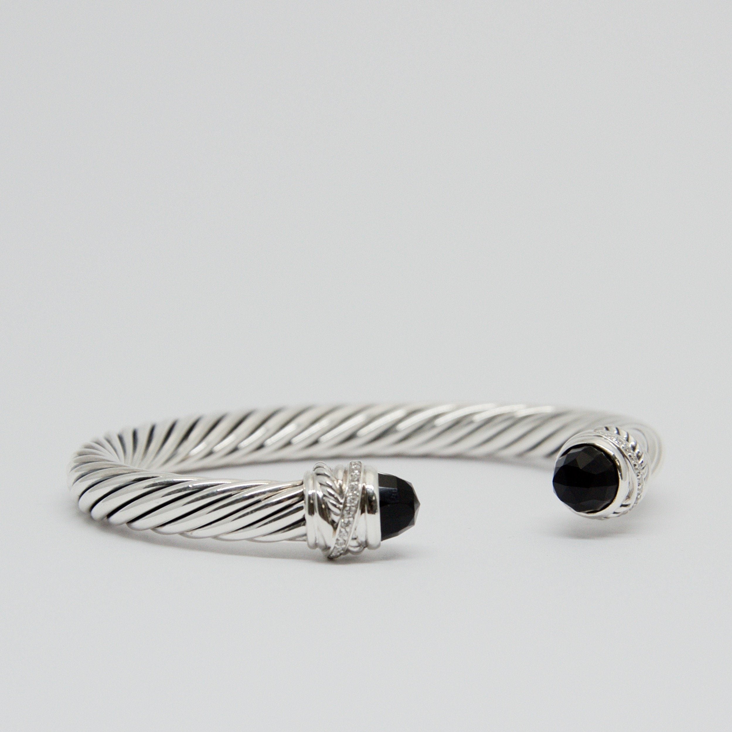 David Yurman Cable Classic Crossover Bracelet with Black Onyx and Diamonds