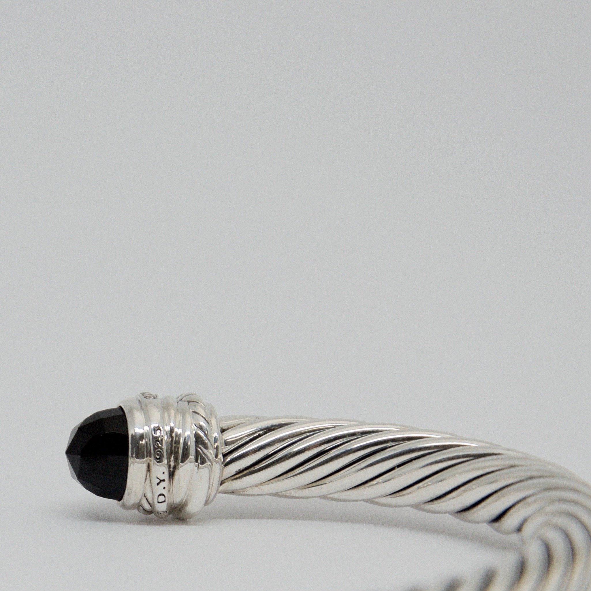 David Yurman Cable Classic Crossover Bracelet with Black Onyx and Diamonds