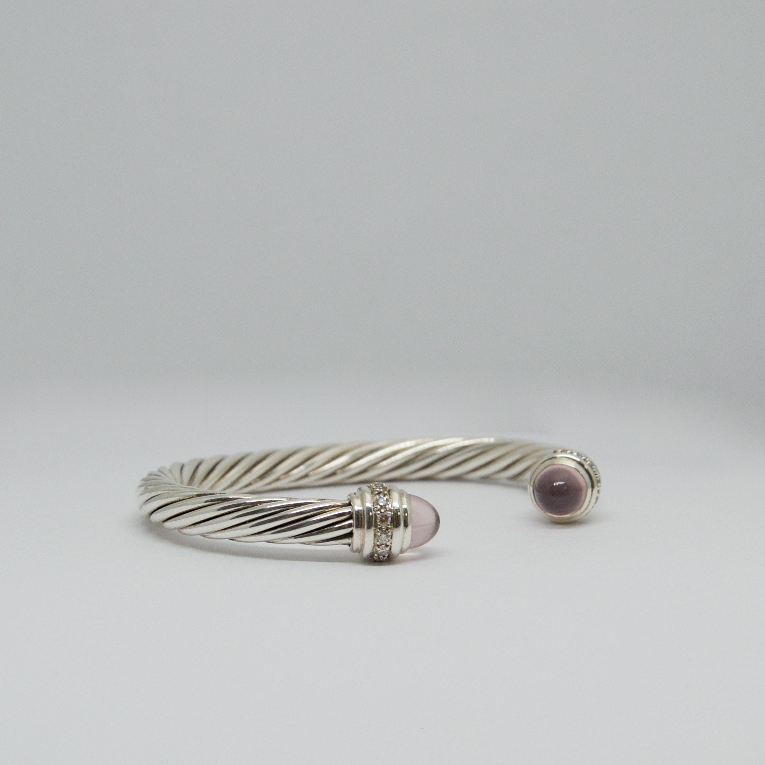 David Yurman Cable Classics Bracelet with Rose Quartz and Diamonds