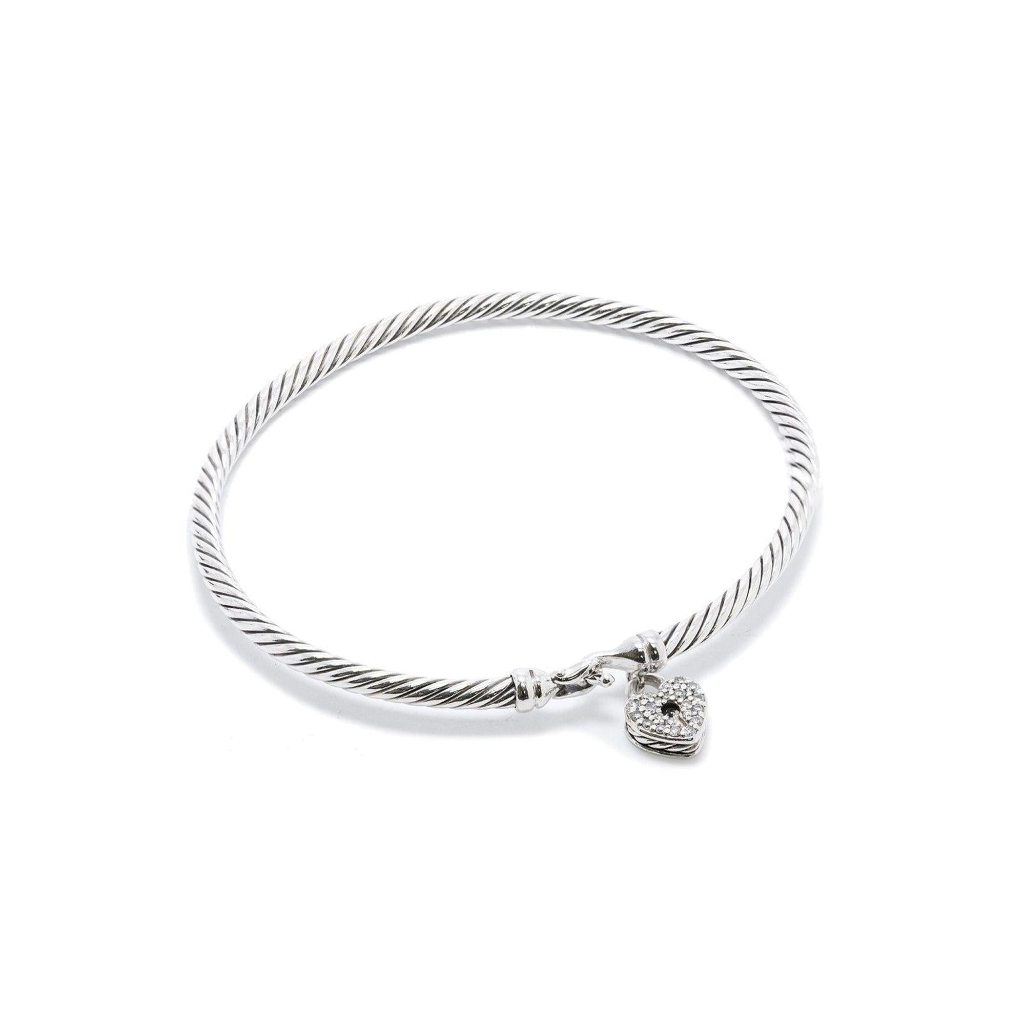 David Yurman Cable Collectibles Diamond Heart Lock Bracelet