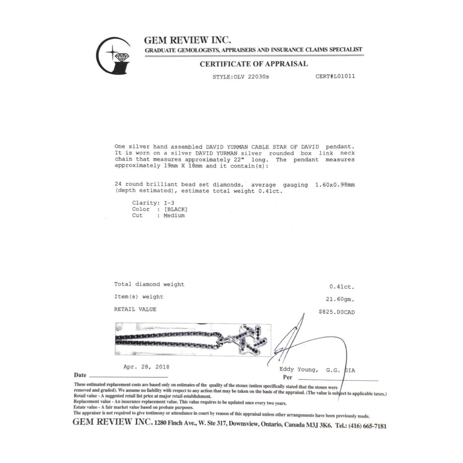 David Yurman Cable Star of David Pendant Necklace