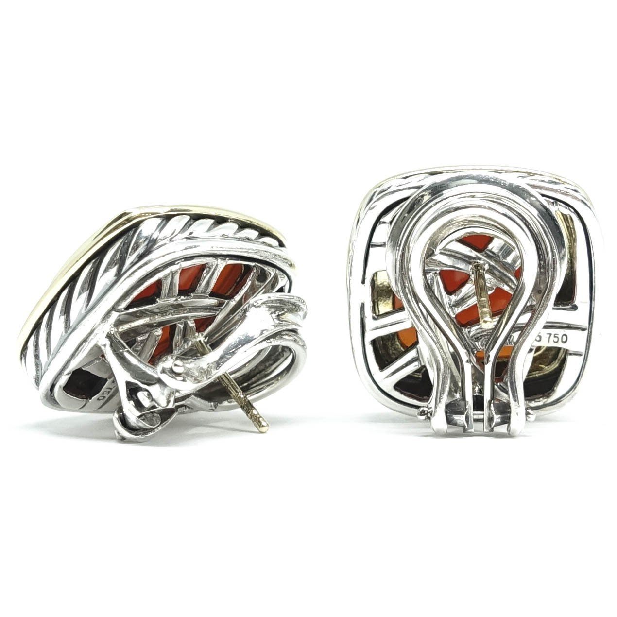 David Yurman Carnelian 2-Tone Albion Earrings
