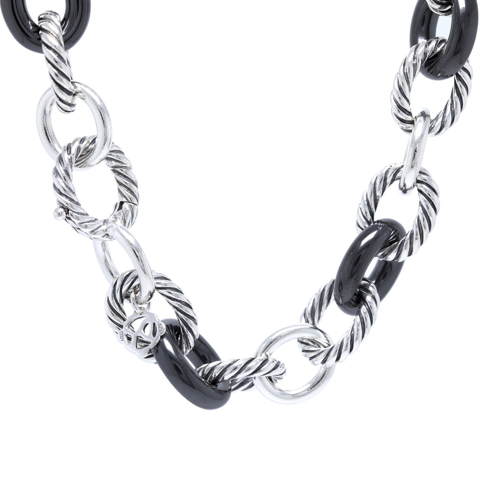 David Yurman Extra Large Oval Link Midnight Melange Diamond Necklace .925 |  Diamond necklace, Diamond, 925 sterling silver