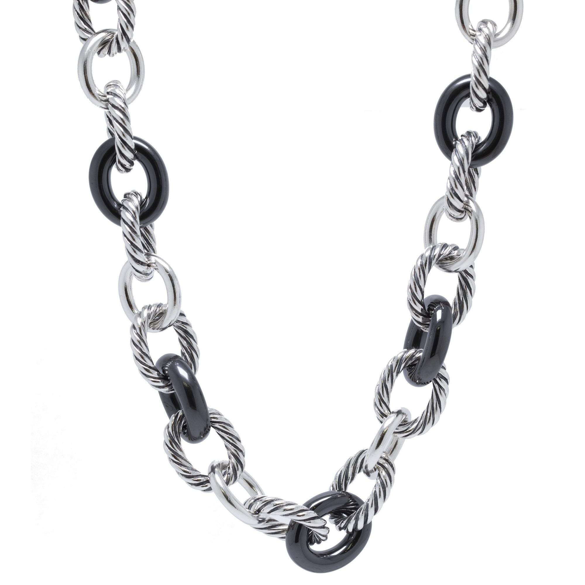 David Yurman Ceramic Large Oval Link Chain Necklace