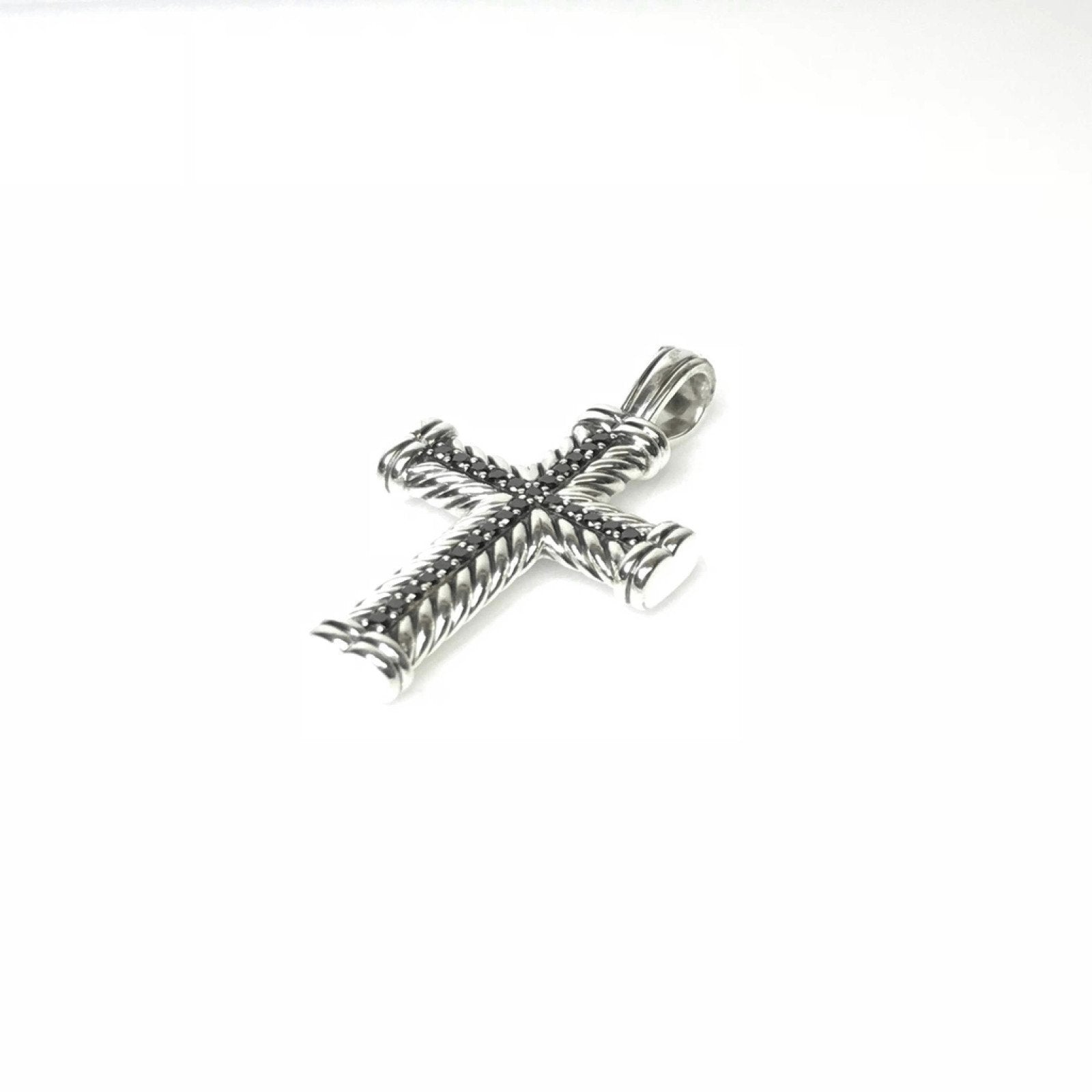 David Yurman Chevron Cross Pendant with Black Diamonds