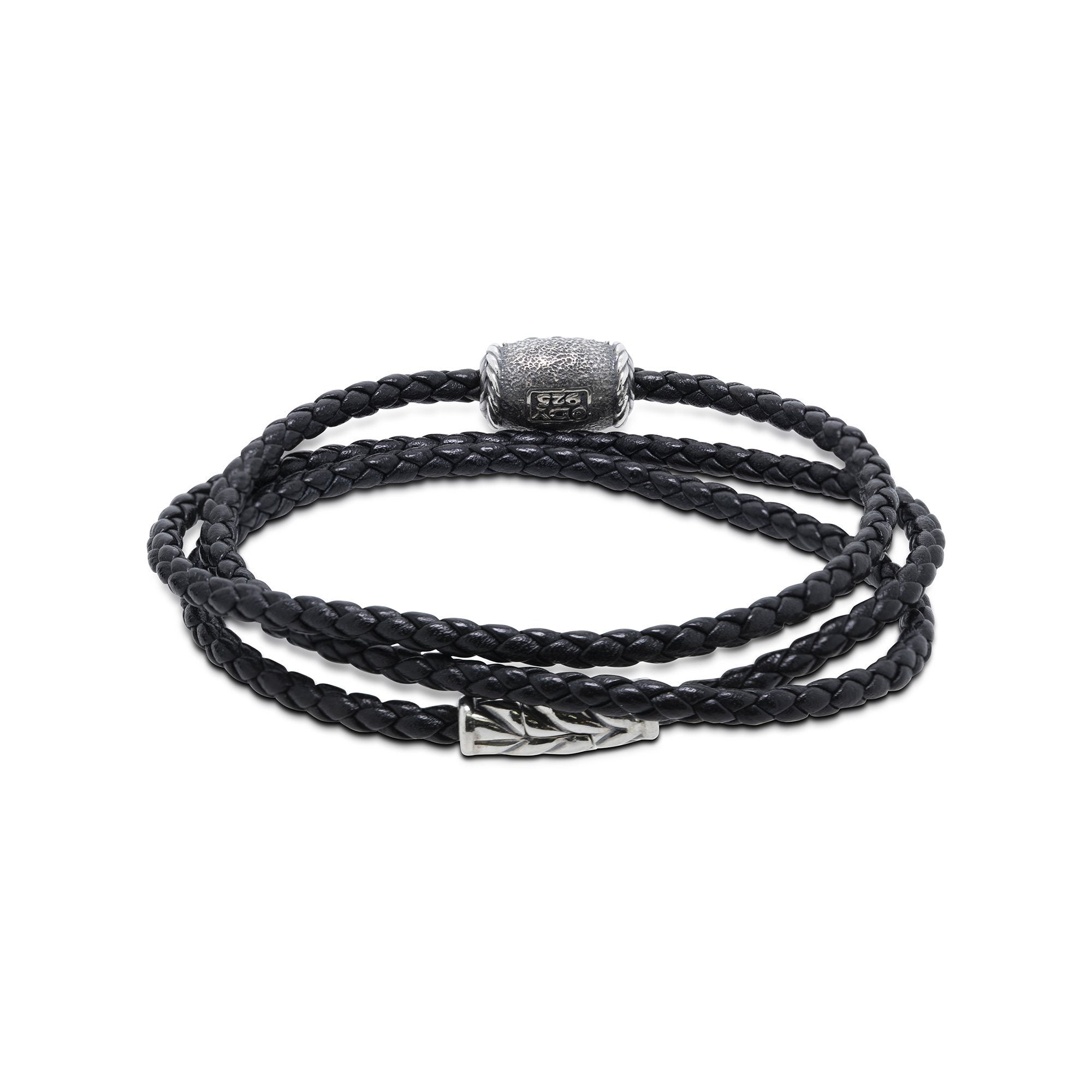 David Yurman Chevron Triple-Wrap Bracelet with Black Diamonds