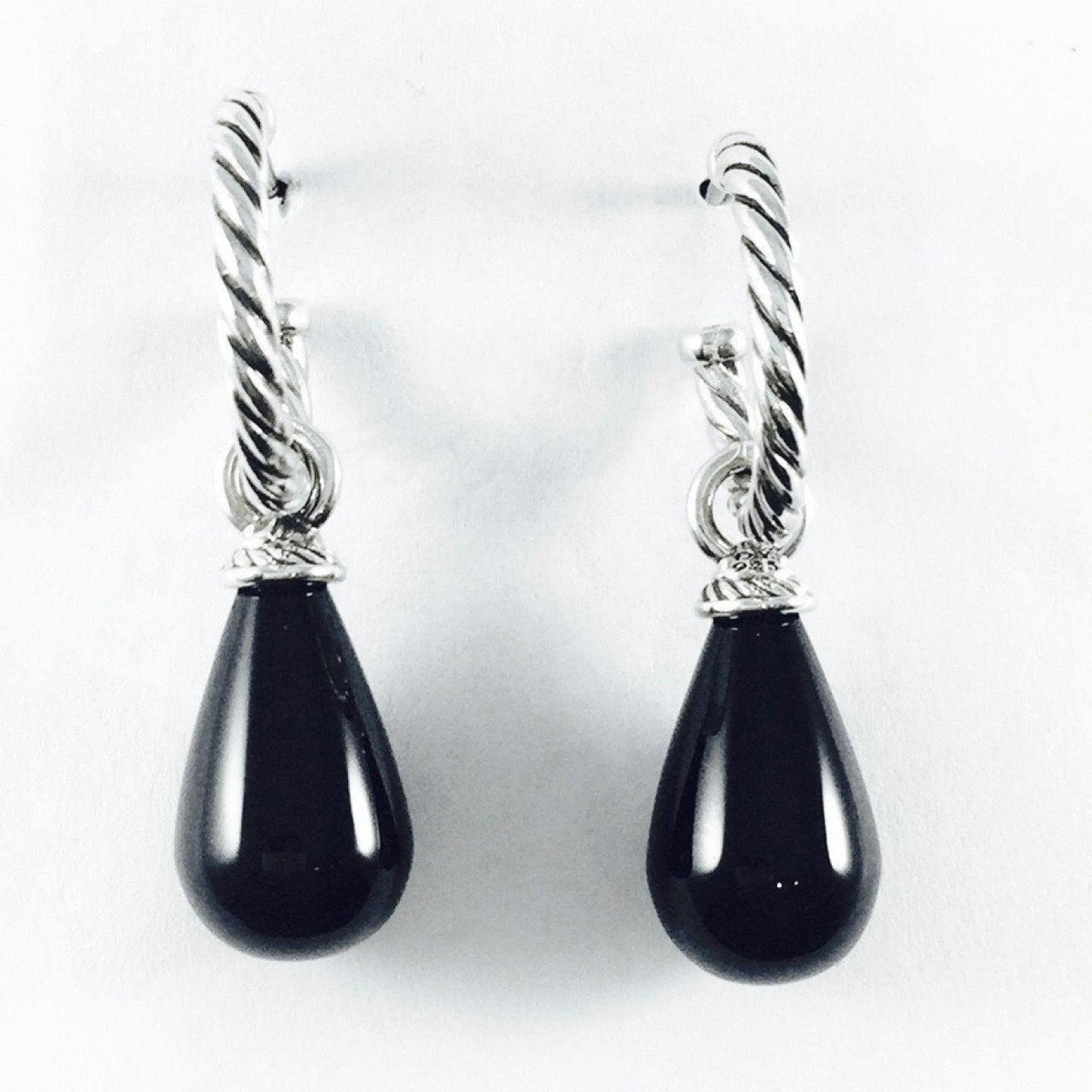 David Yurman Color Classics Black Onyx Bead Drop Earrings