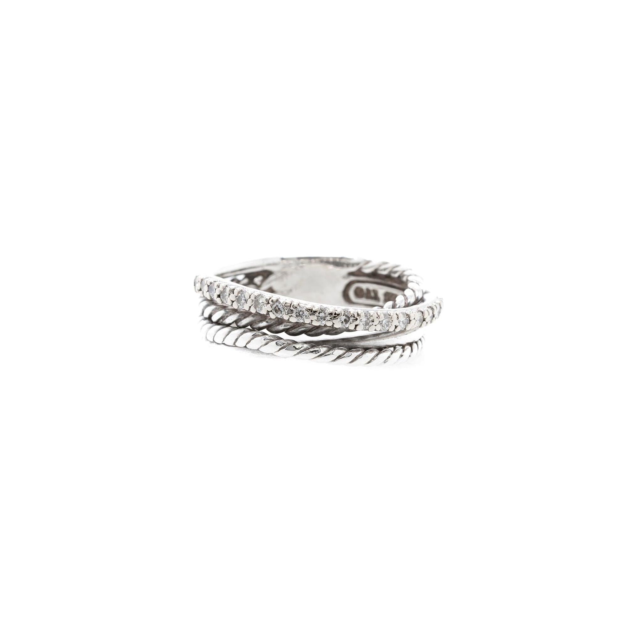 David Yurman Crossover Band Ring with Diamonds