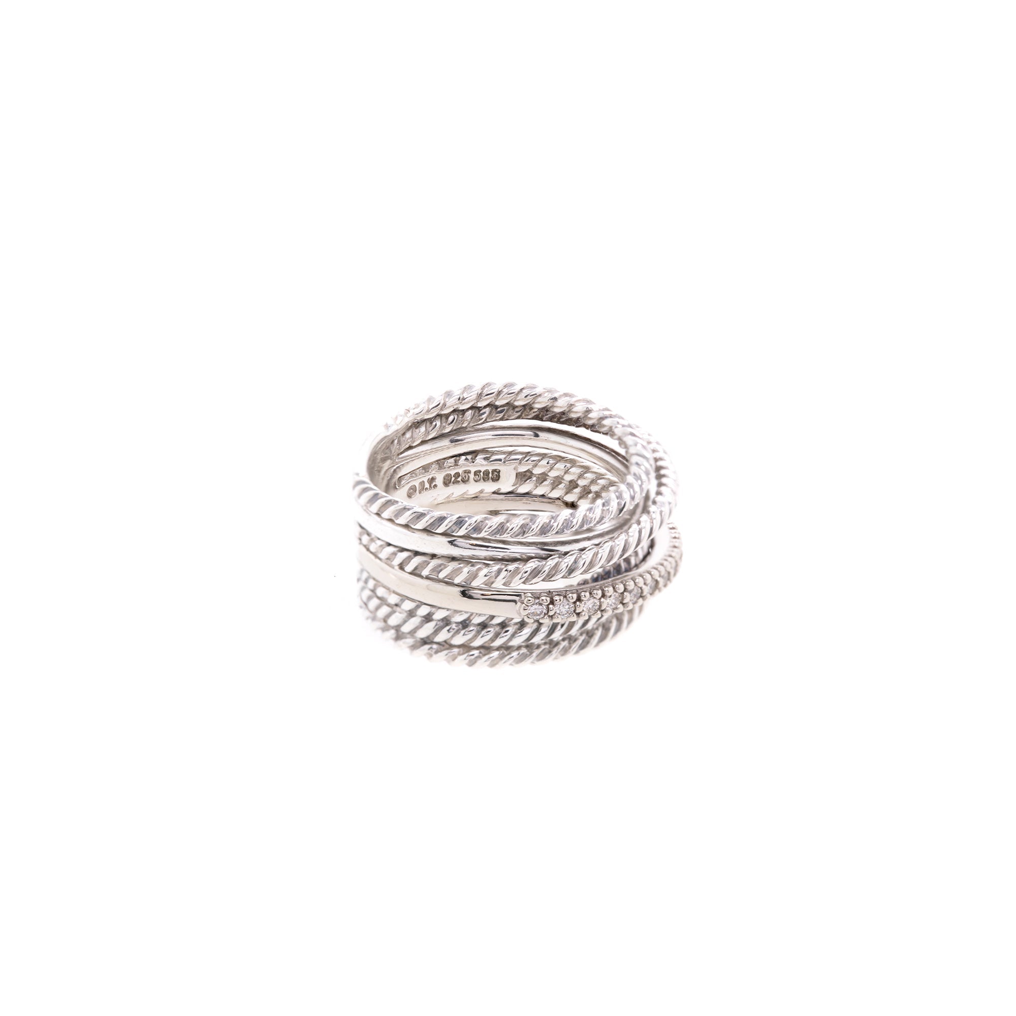 David Yurman Crossover Wide Ring with Diamonds w/ Box