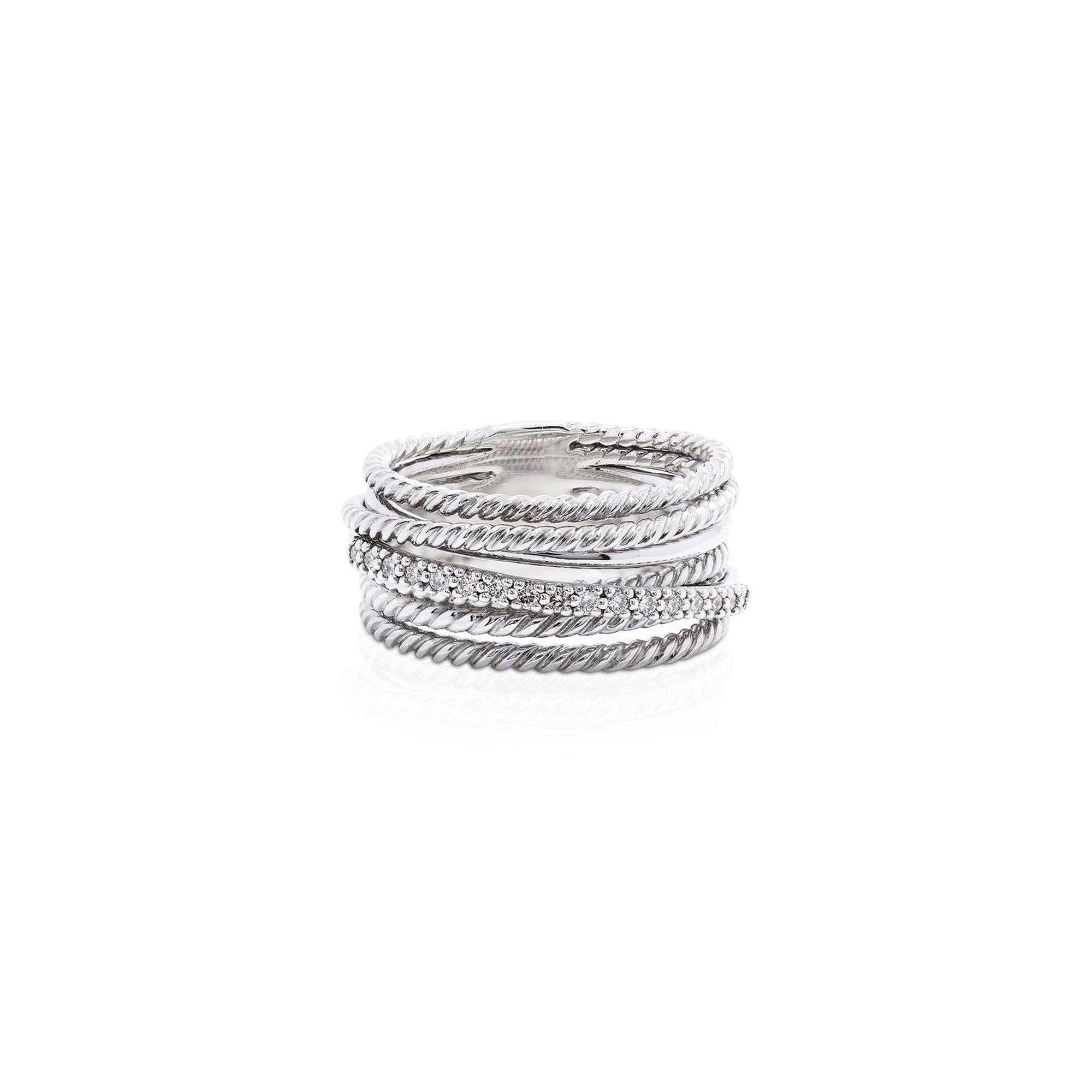 David Yurman Crossover Wide Ring with Diamonds