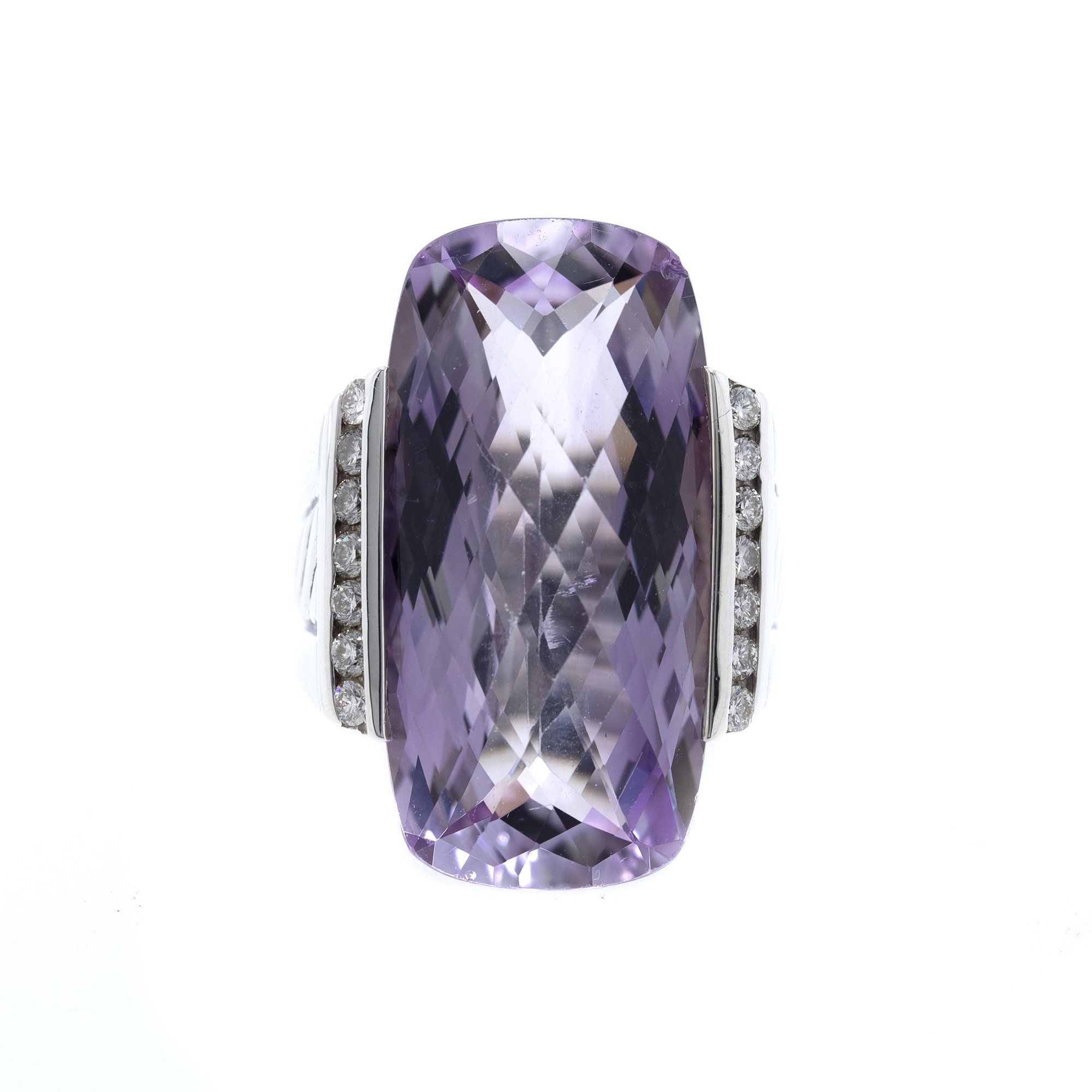 David Yurman Deco Amethyst & Diamond Ring