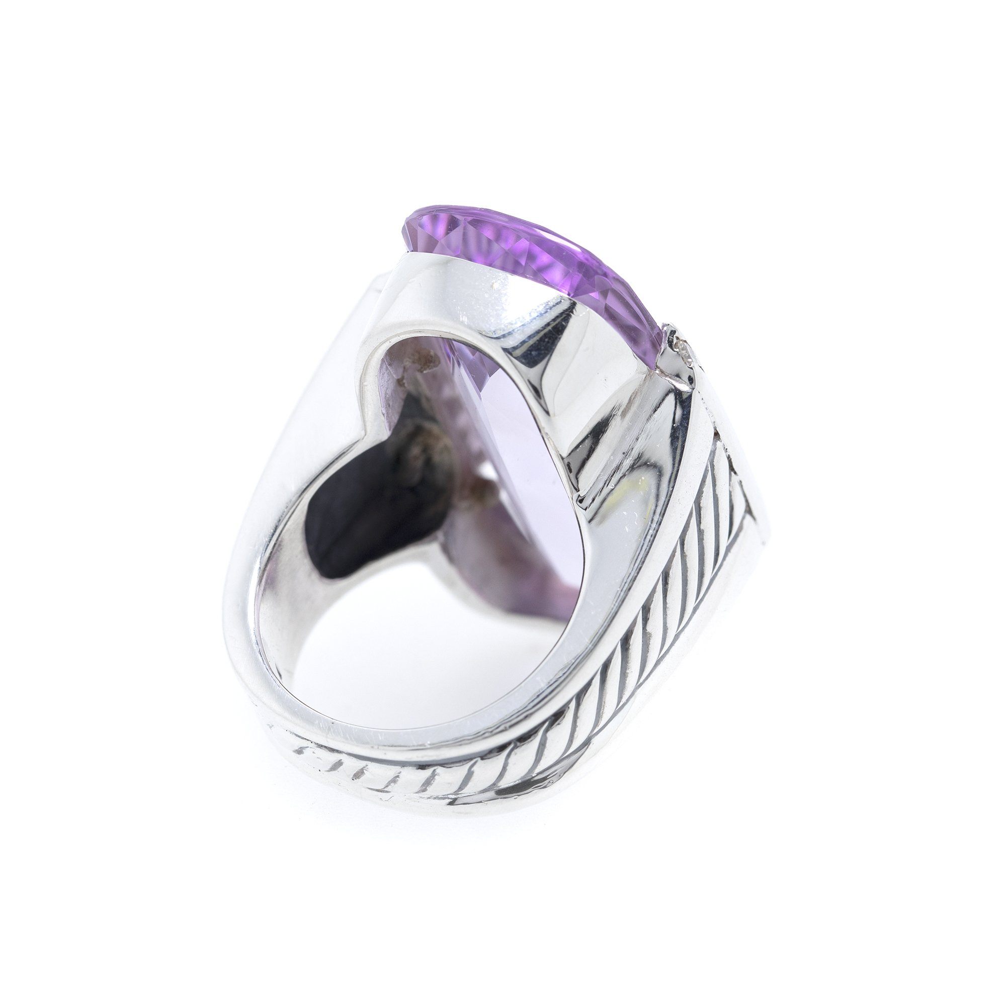 David Yurman Deco Amethyst & Diamond Ring