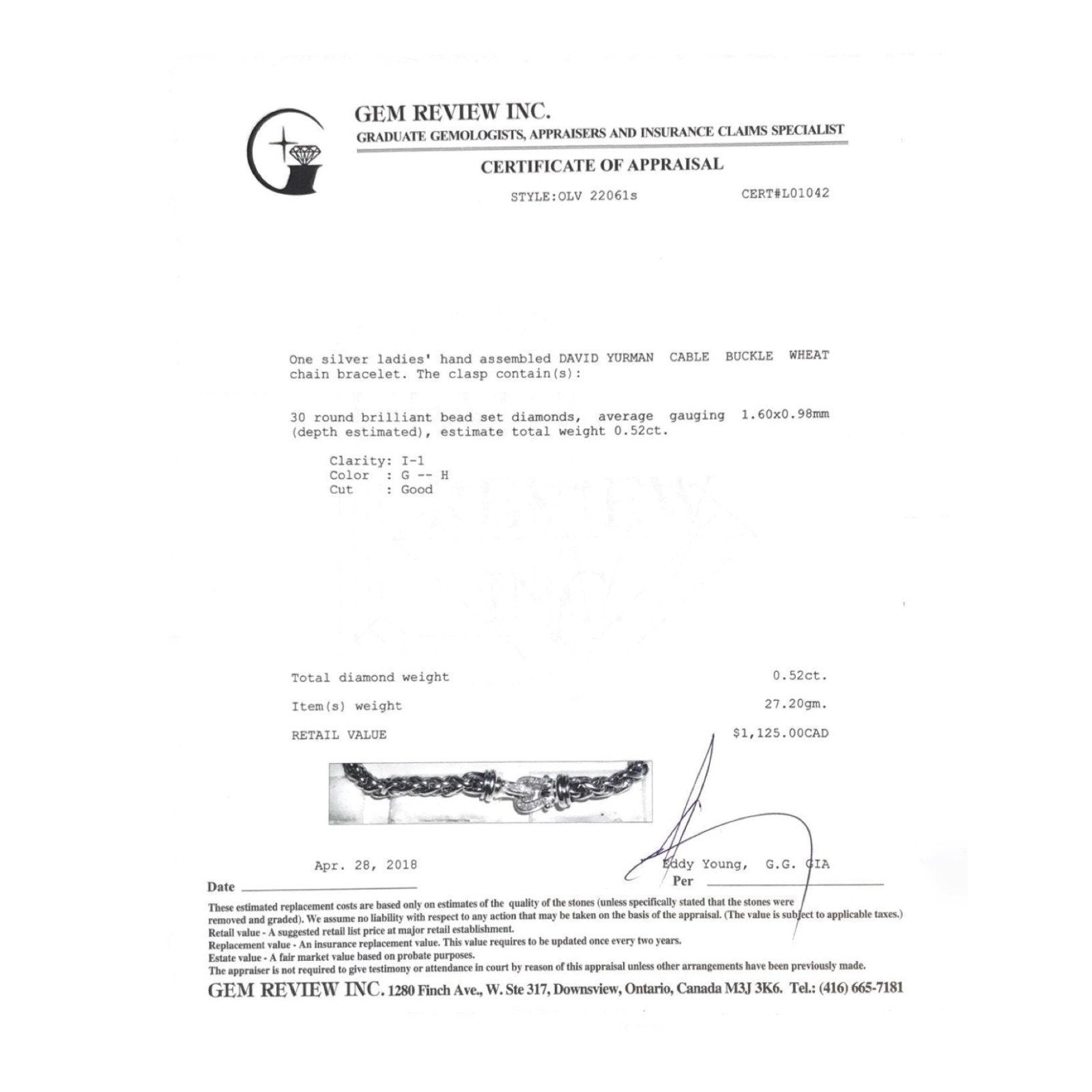 David Yurman Diamond Buckle Wheat Chain Bracelet