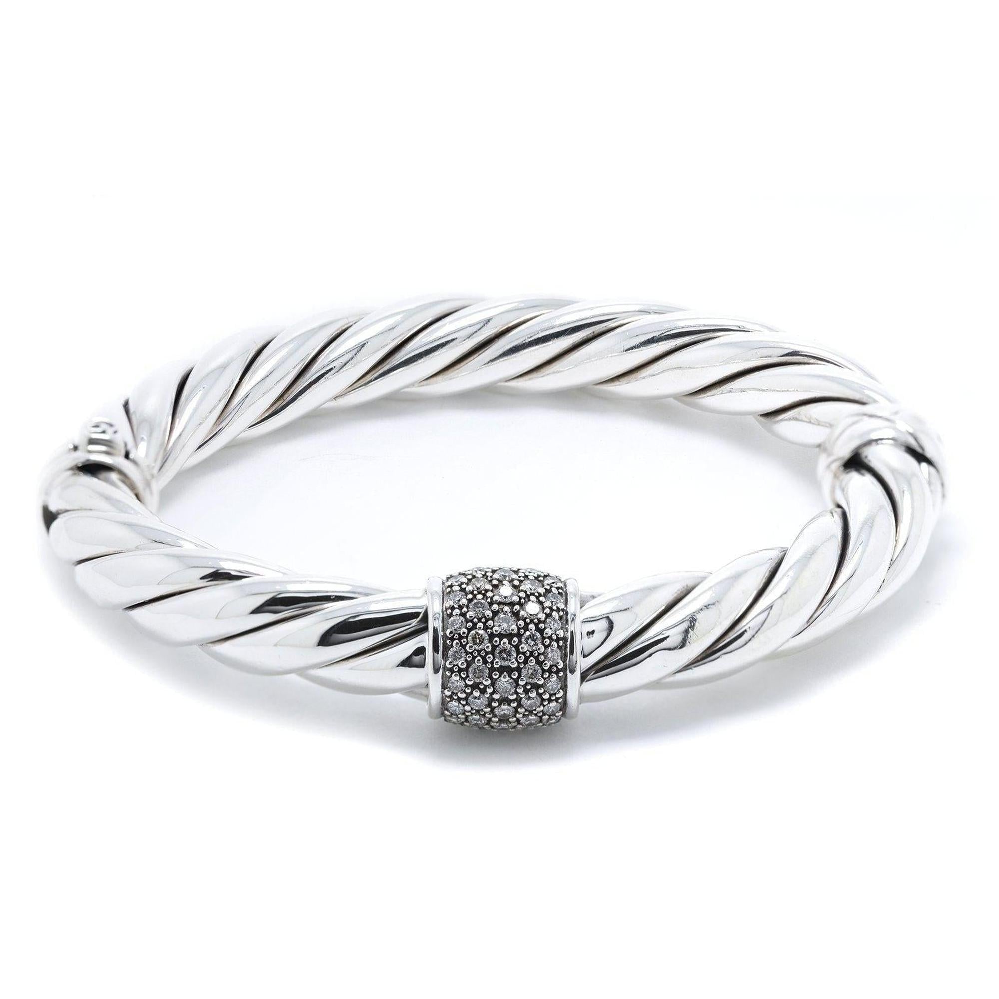 David Yurman Diamond Cable Hinged Bracelet