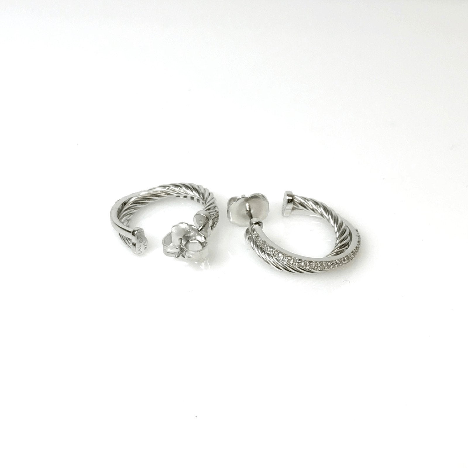 David Yurman Diamond Crossover Small Hoop Earrings