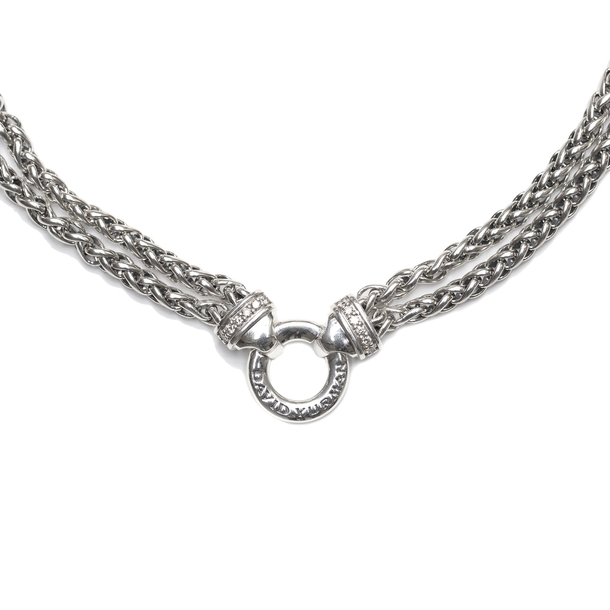 David Yurman Diamond Double Wheat Chain Necklace