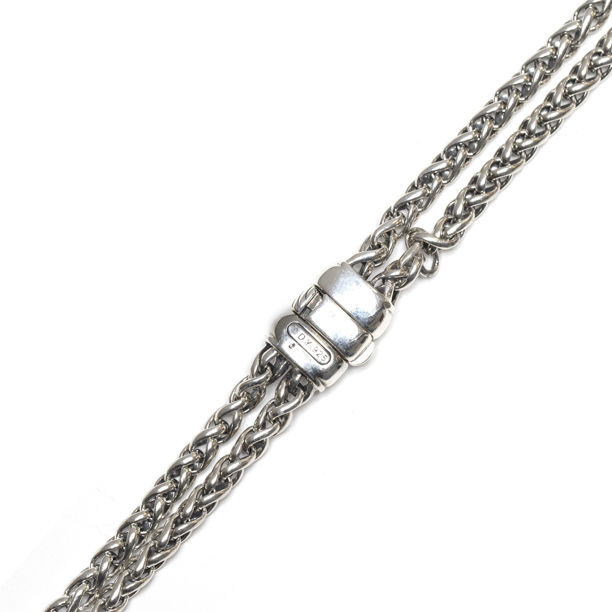 David Yurman Diamond Double Wheat Chain Necklace