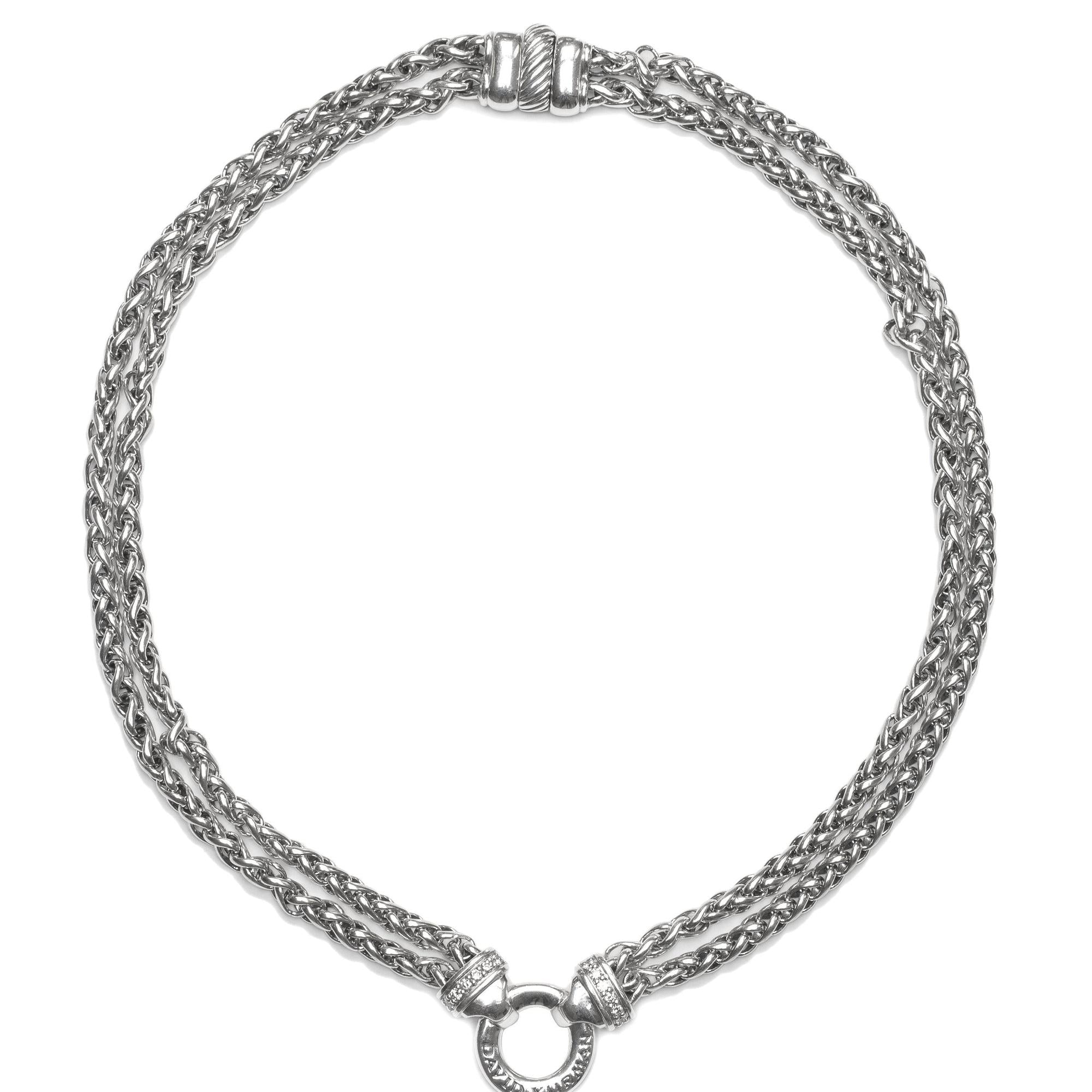 David Yurman Diamond Double Wheat Chain Necklace