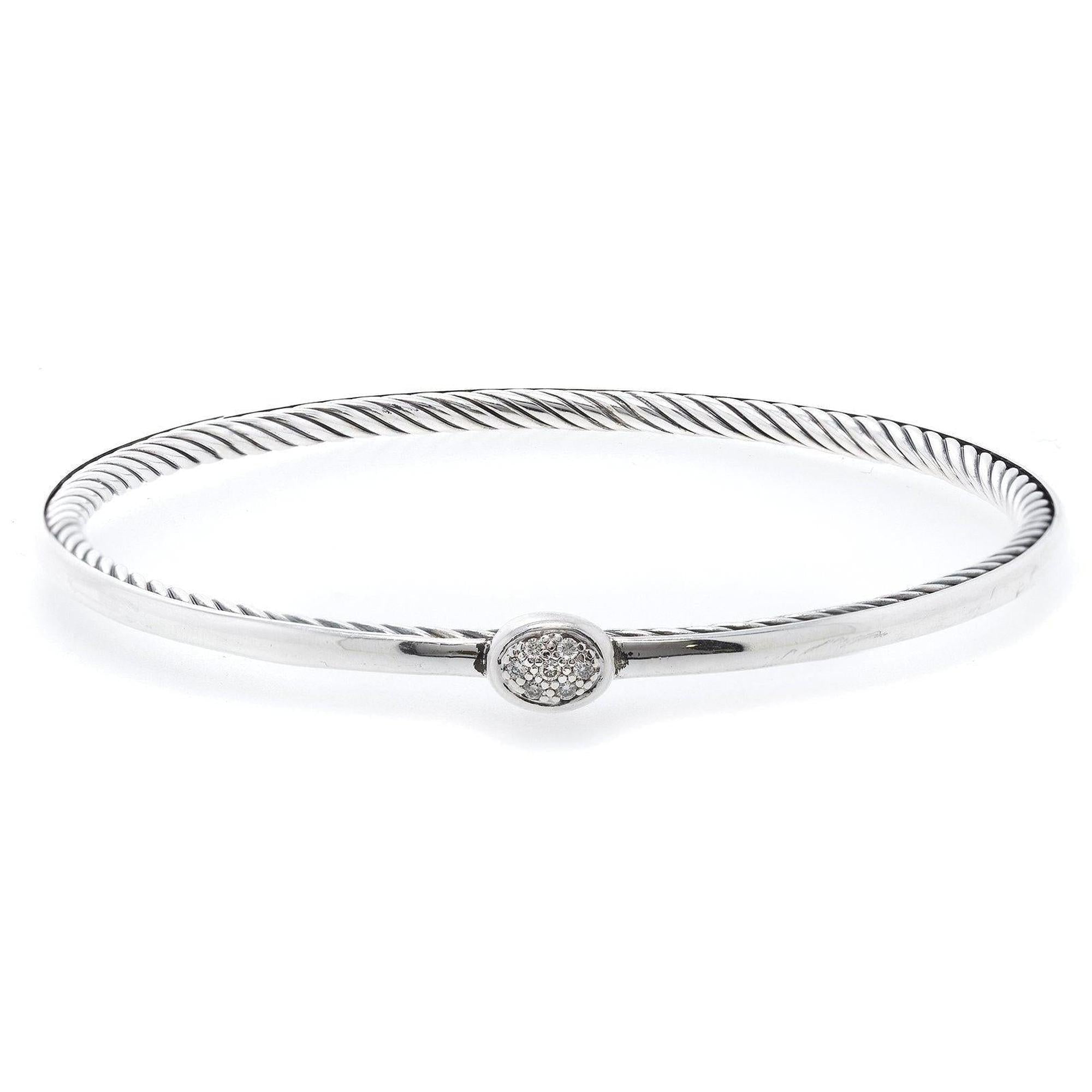 David Yurman Diamond Oval Station Cable Bangle