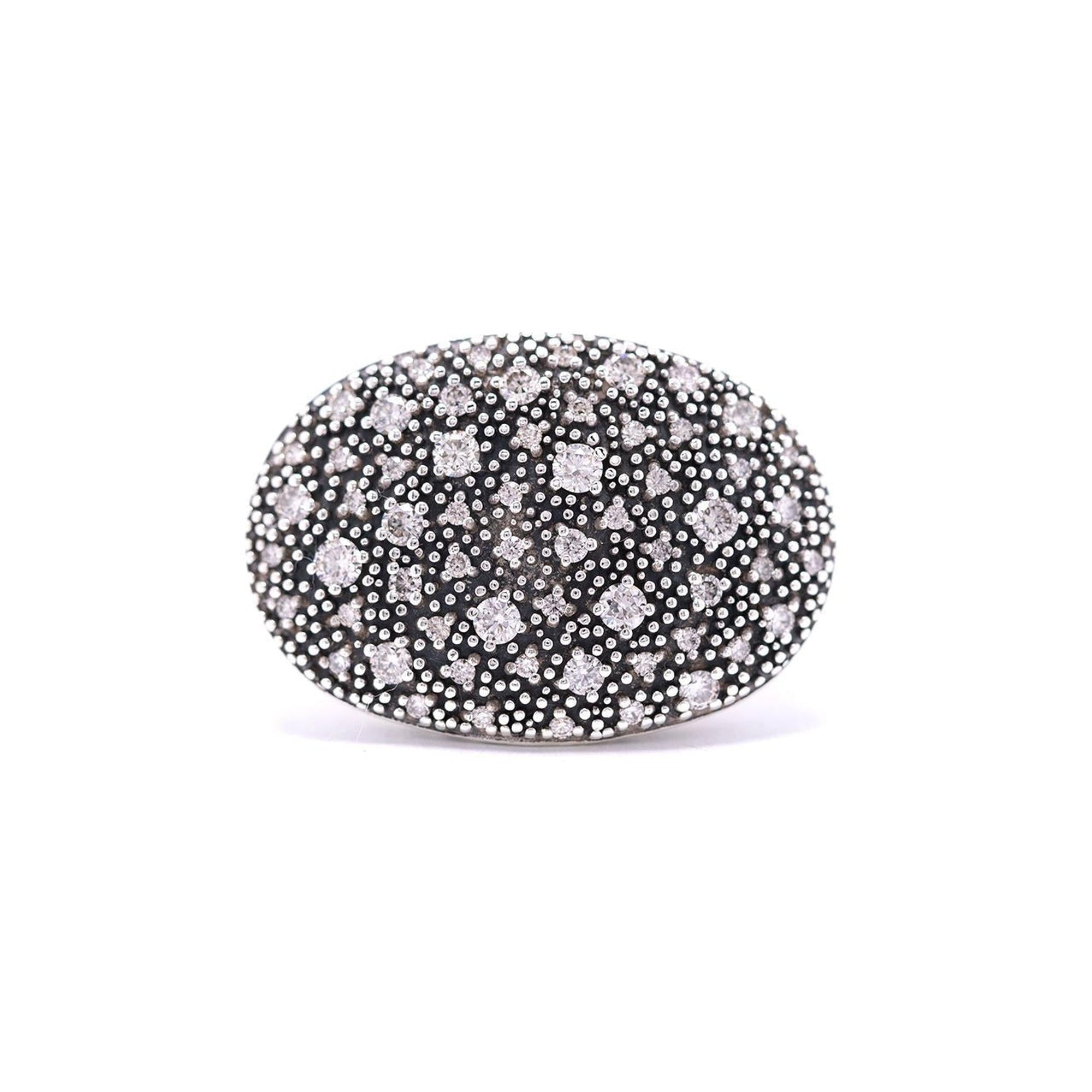 David Yurman Diamond Small Oval Midnight Melange Ring