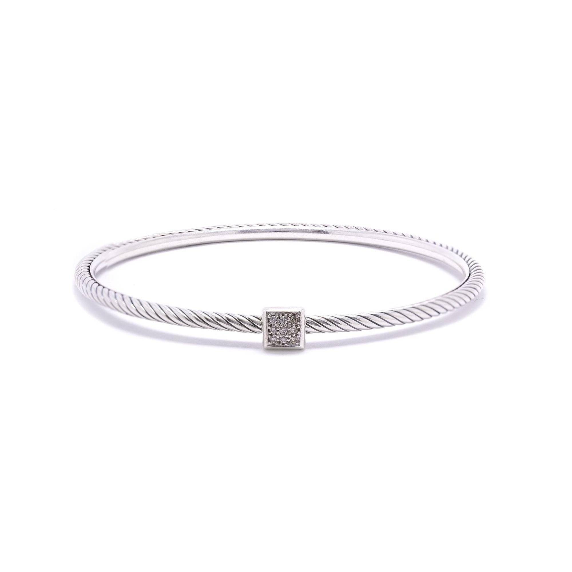 David Yurman Diamond Square Confetti Bangle Bracelet
