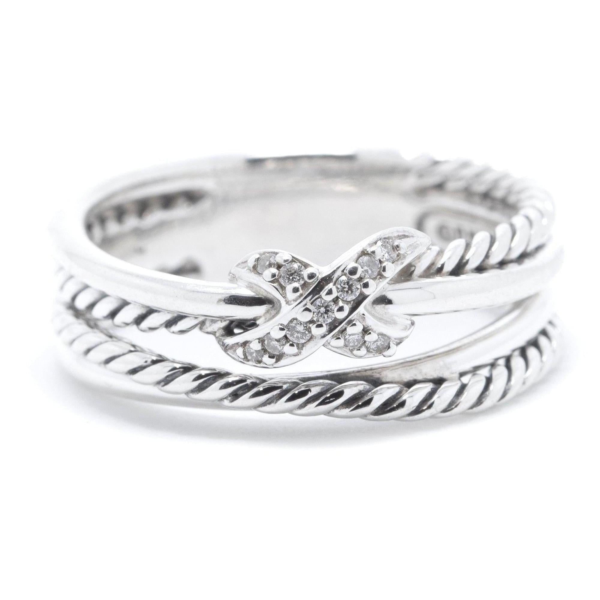 David Yurman Diamond 'X' Crossover Ring