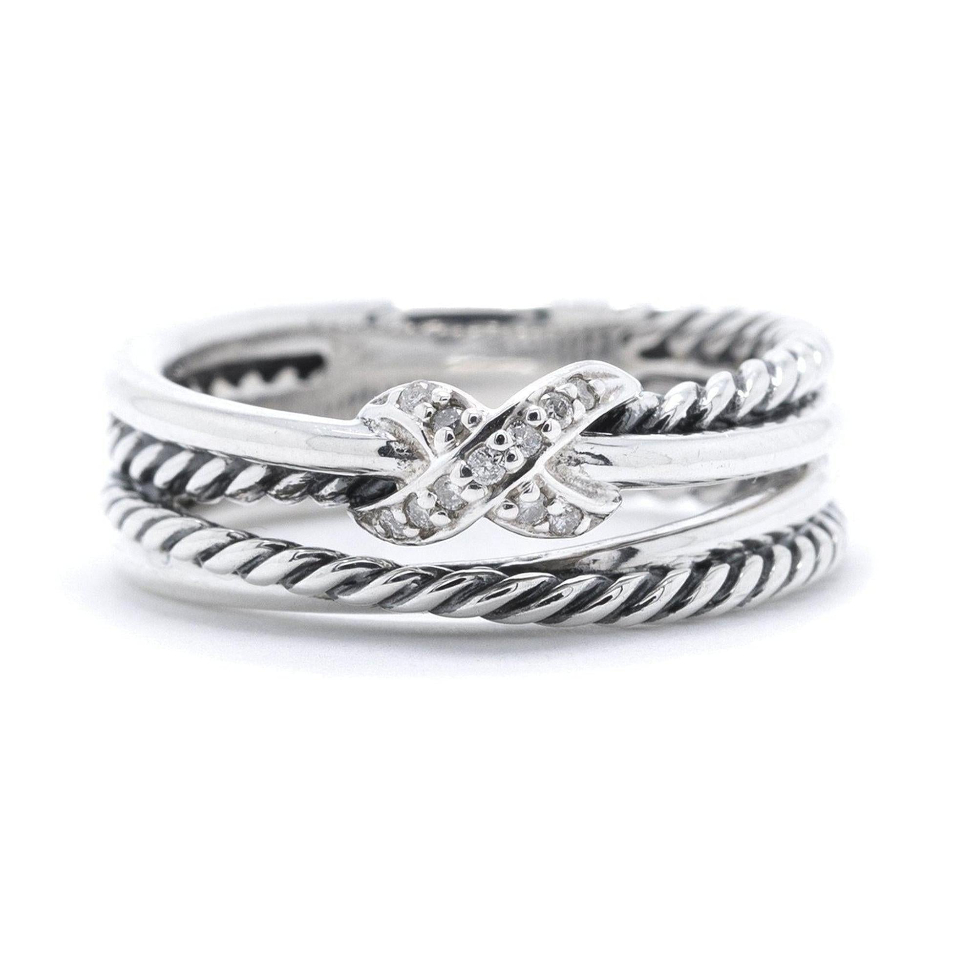 David Yurman Diamond 'X' Crossover Ring