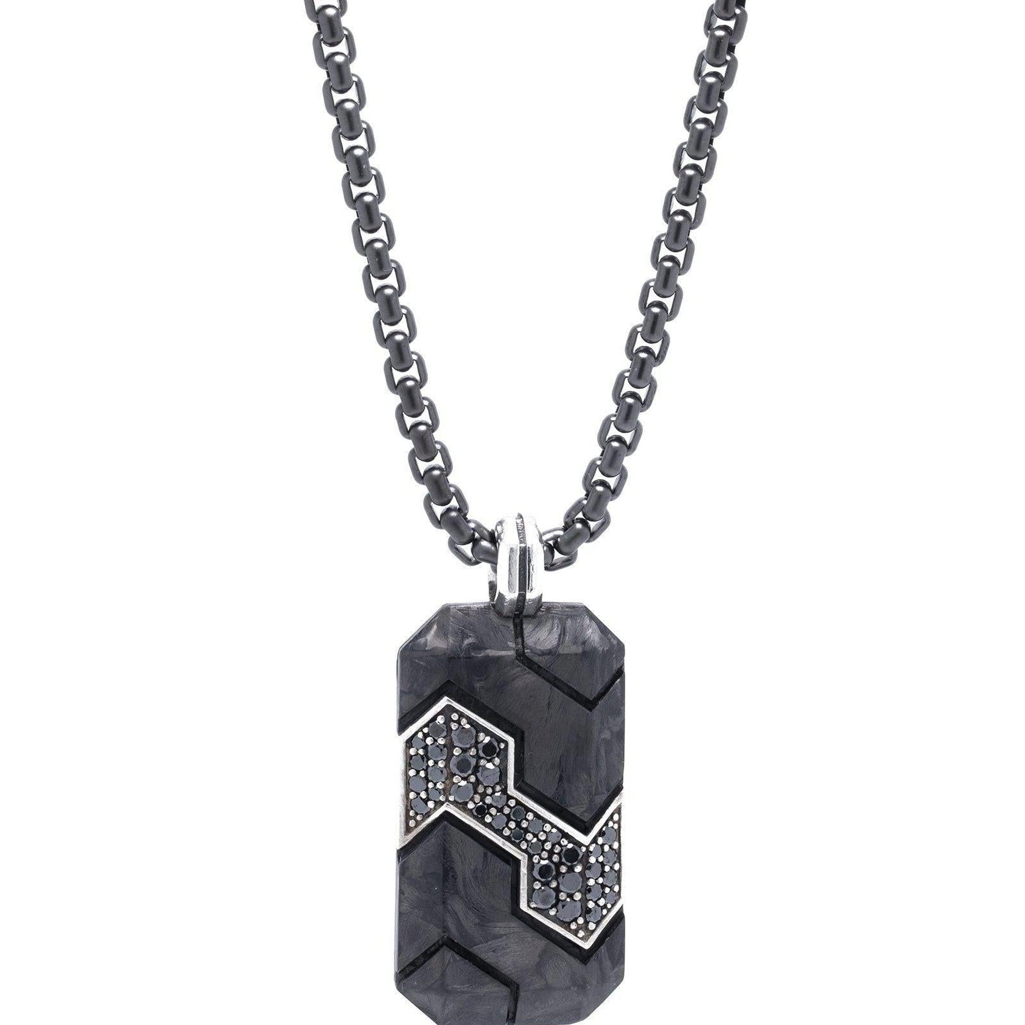 David Yurman Forged Carbon Tag Pendant Necklace