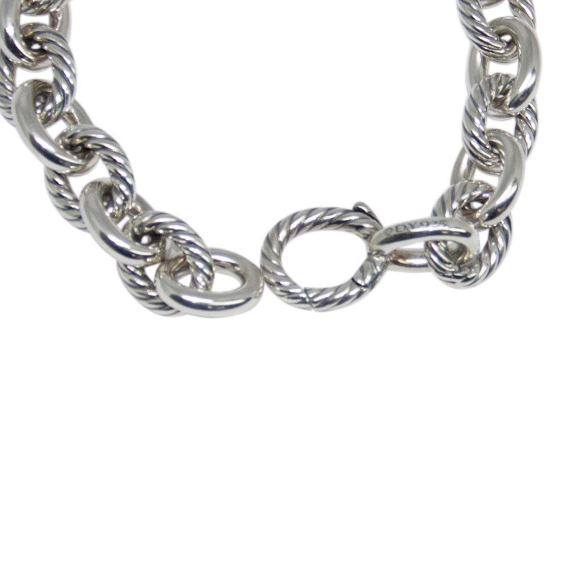 David Yurman Large Oval Link Bracelet with Diamonds