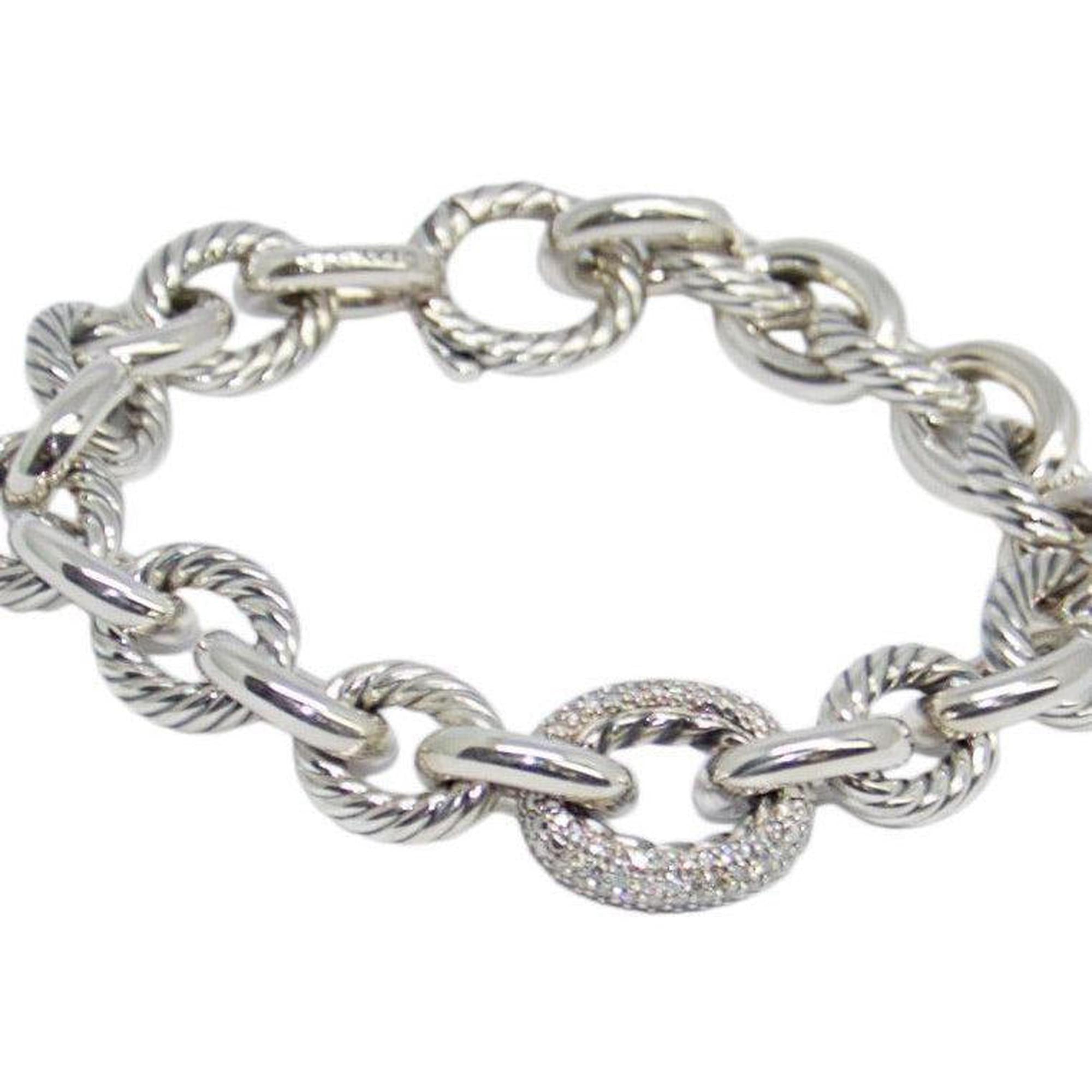 David Yurman Large Oval Link Bracelet with Diamonds