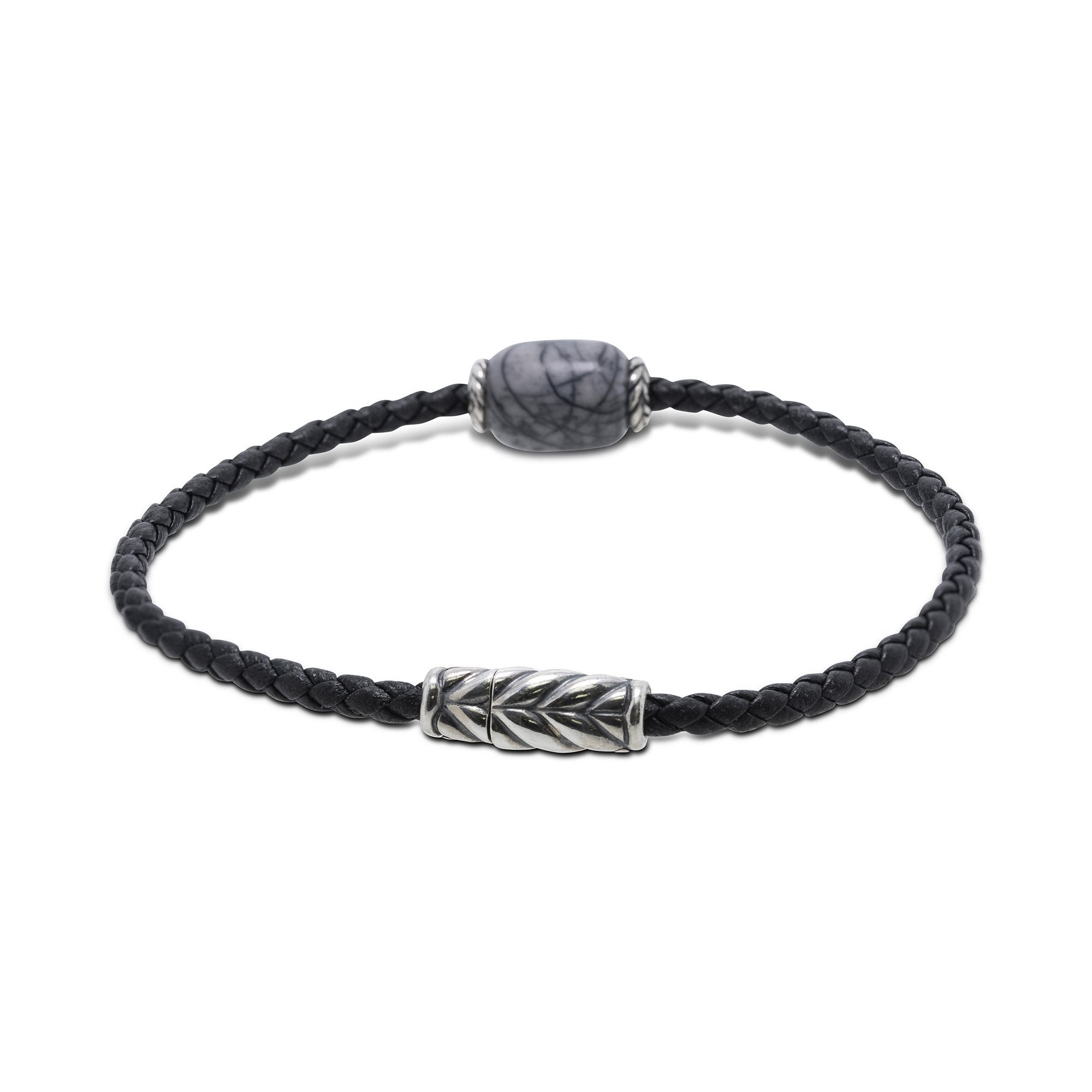 David Yurman Ojime Leather Bracelet with Meteorite