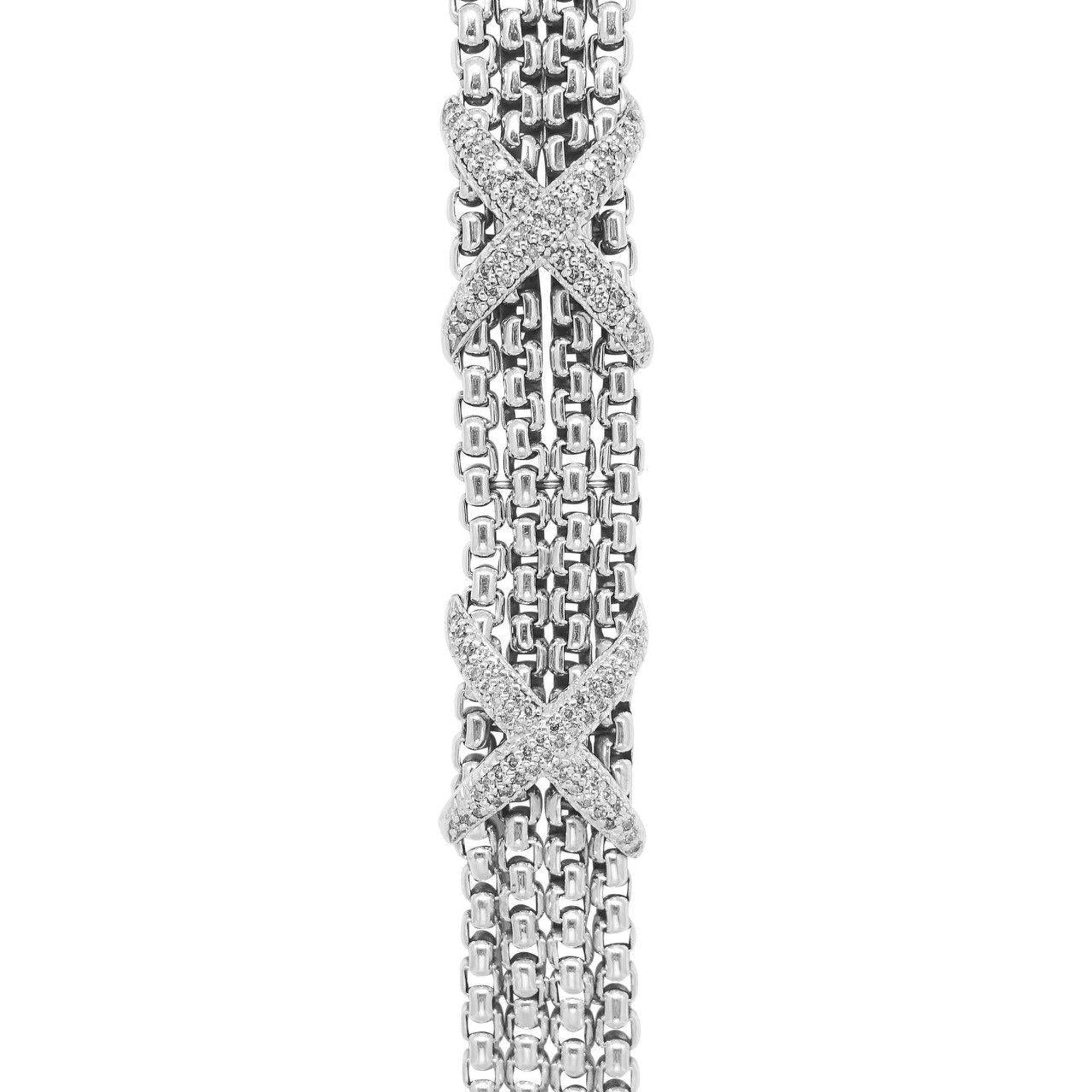 David Yurman Pave Diamond Double X Four Strand Bracelet