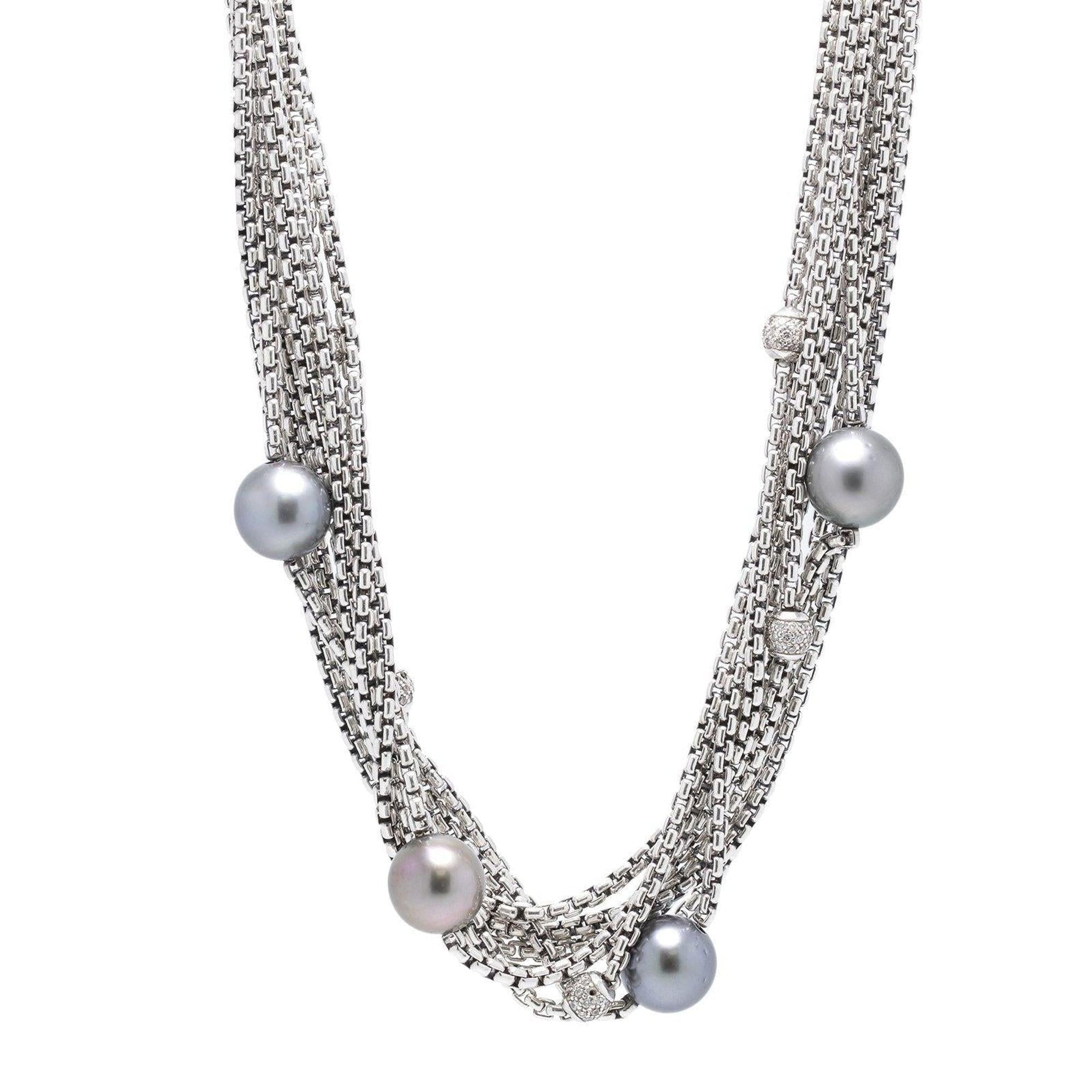 David Yurman Pearl & Diamond Multistrand Necklace