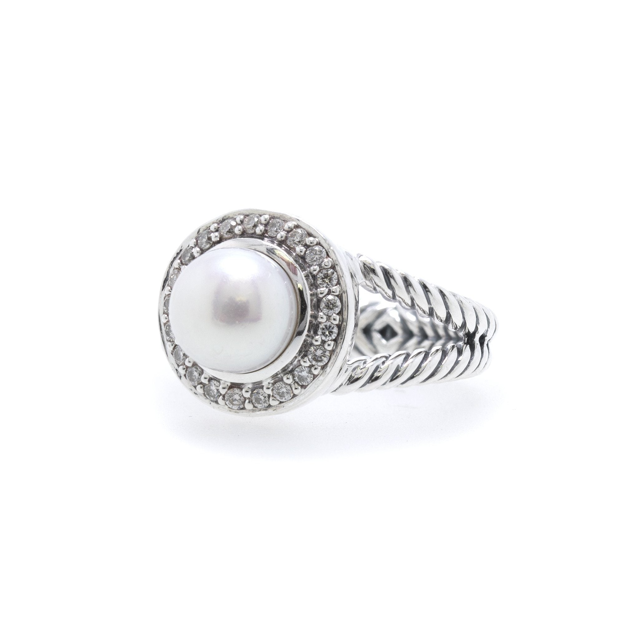 David Yurman Pearl Ring with Diamonds