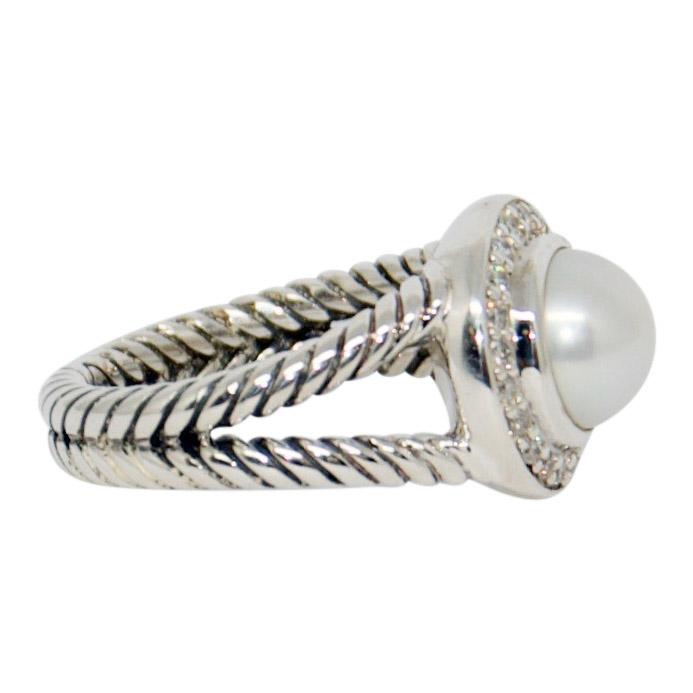 David Yurman Pearl Ring with Diamonds