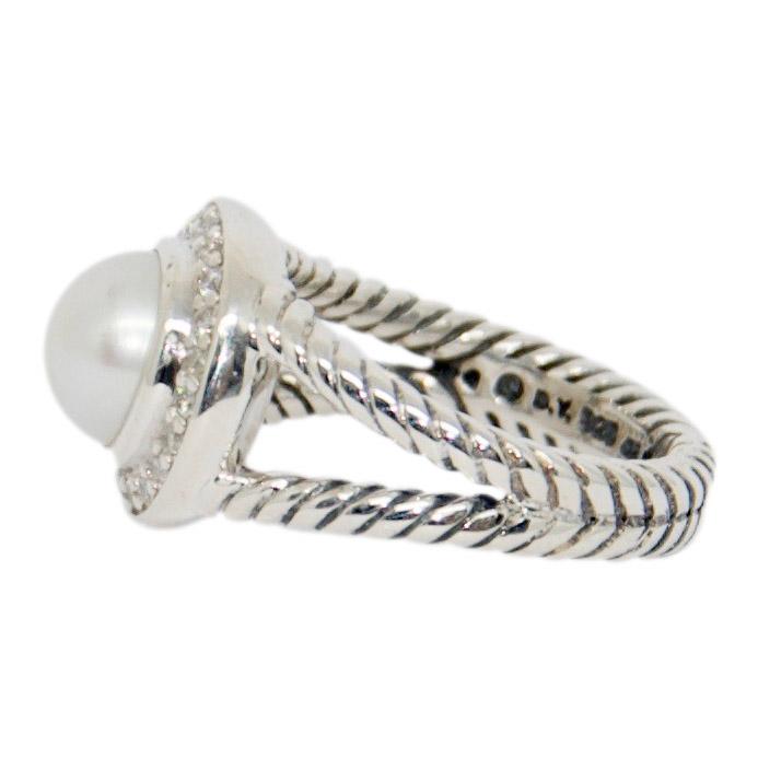 David Yurman Pearl Ring with Diamonds