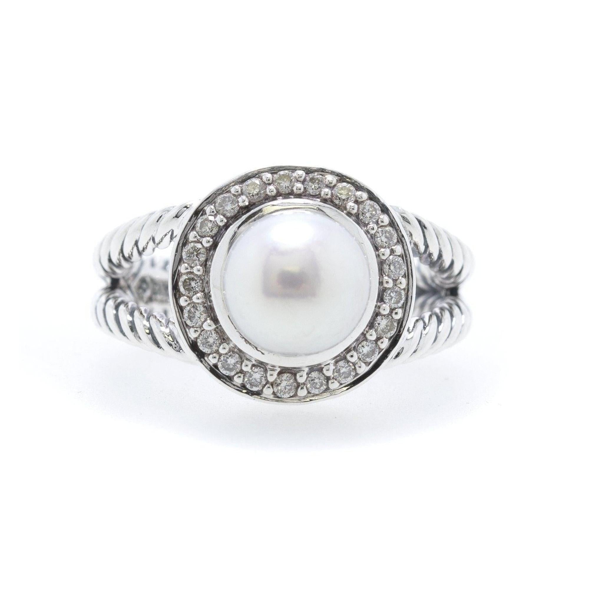 David Yurman Pearl Ring with Diamonds