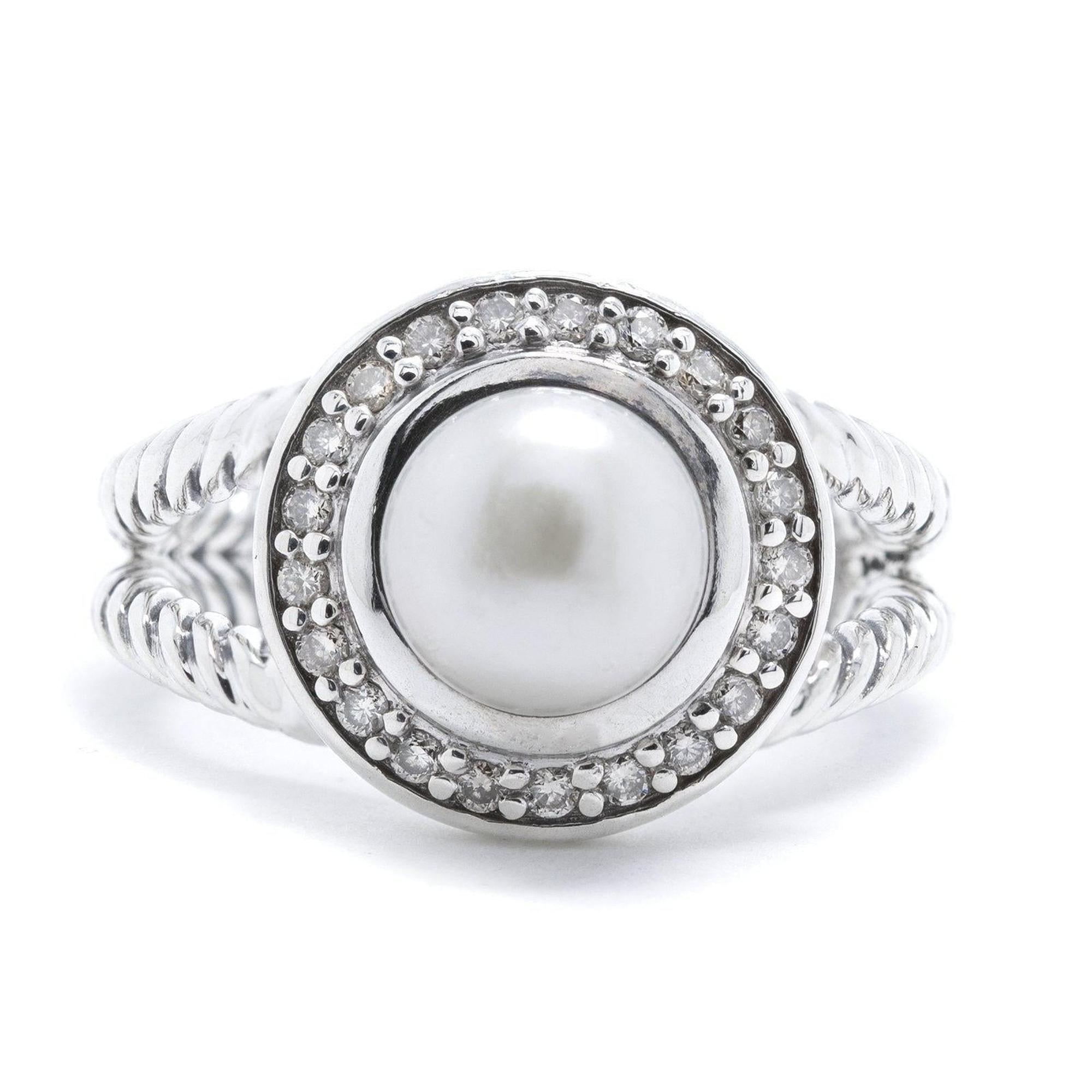 David Yurman Pearl Ring with Diamonds