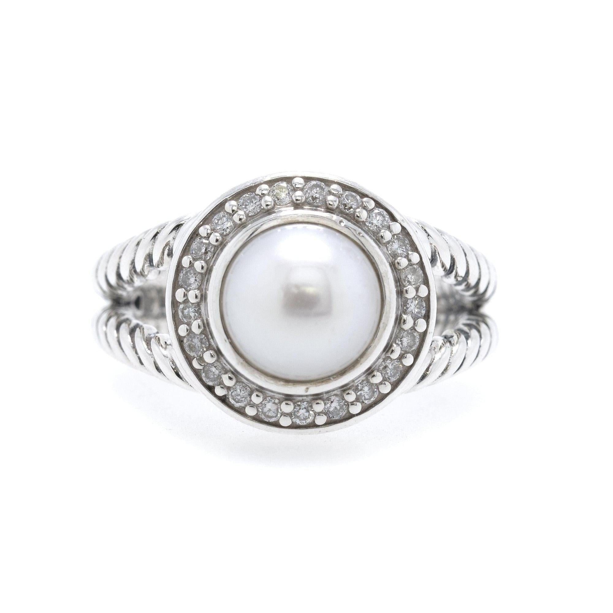 David Yurman Pearl Ring with Diamonds