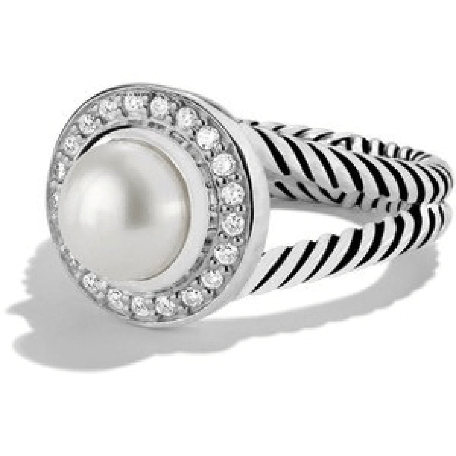David Yurman Pearl and Diamond Cable Ring